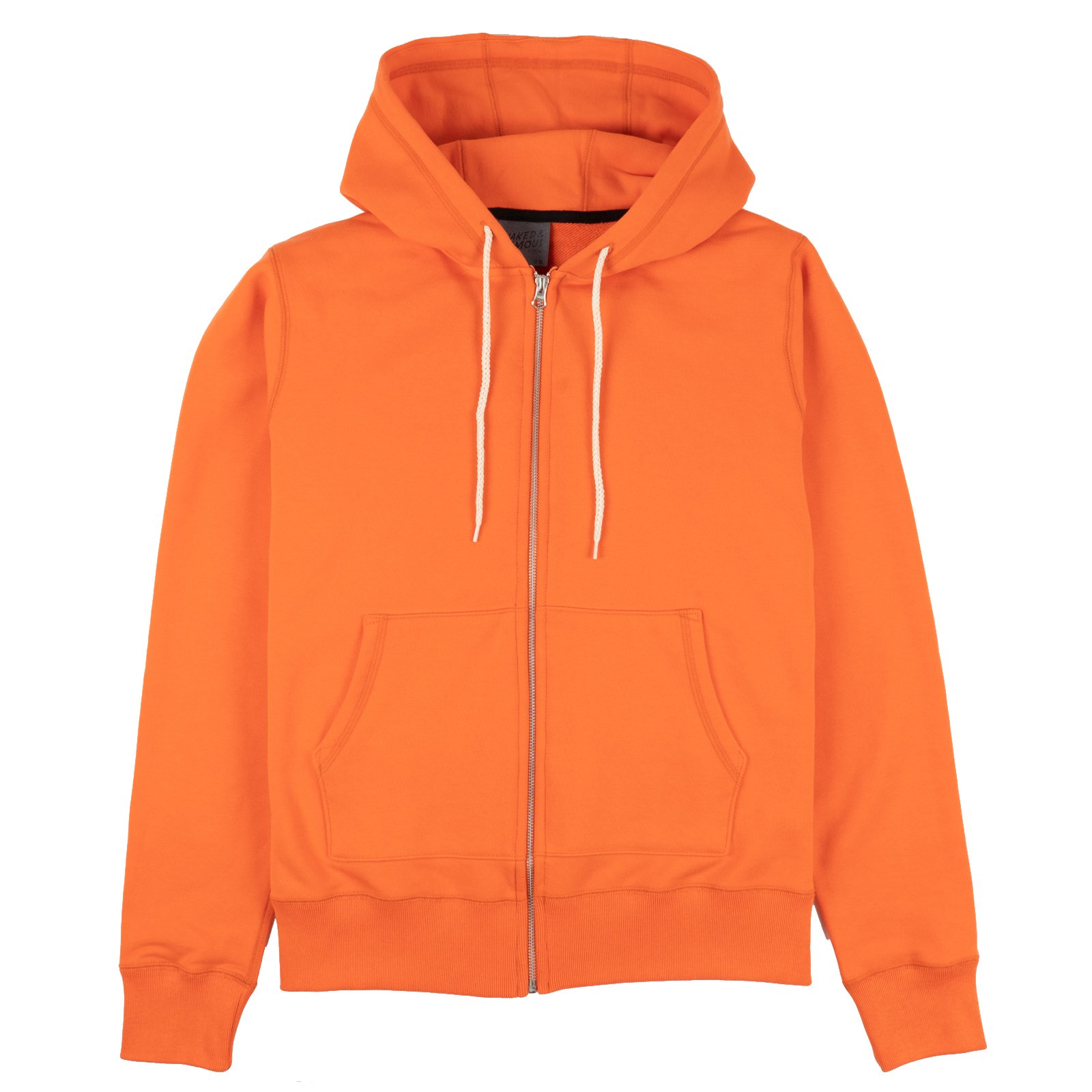  Zip Hoodie - Orange Terry - flat front 