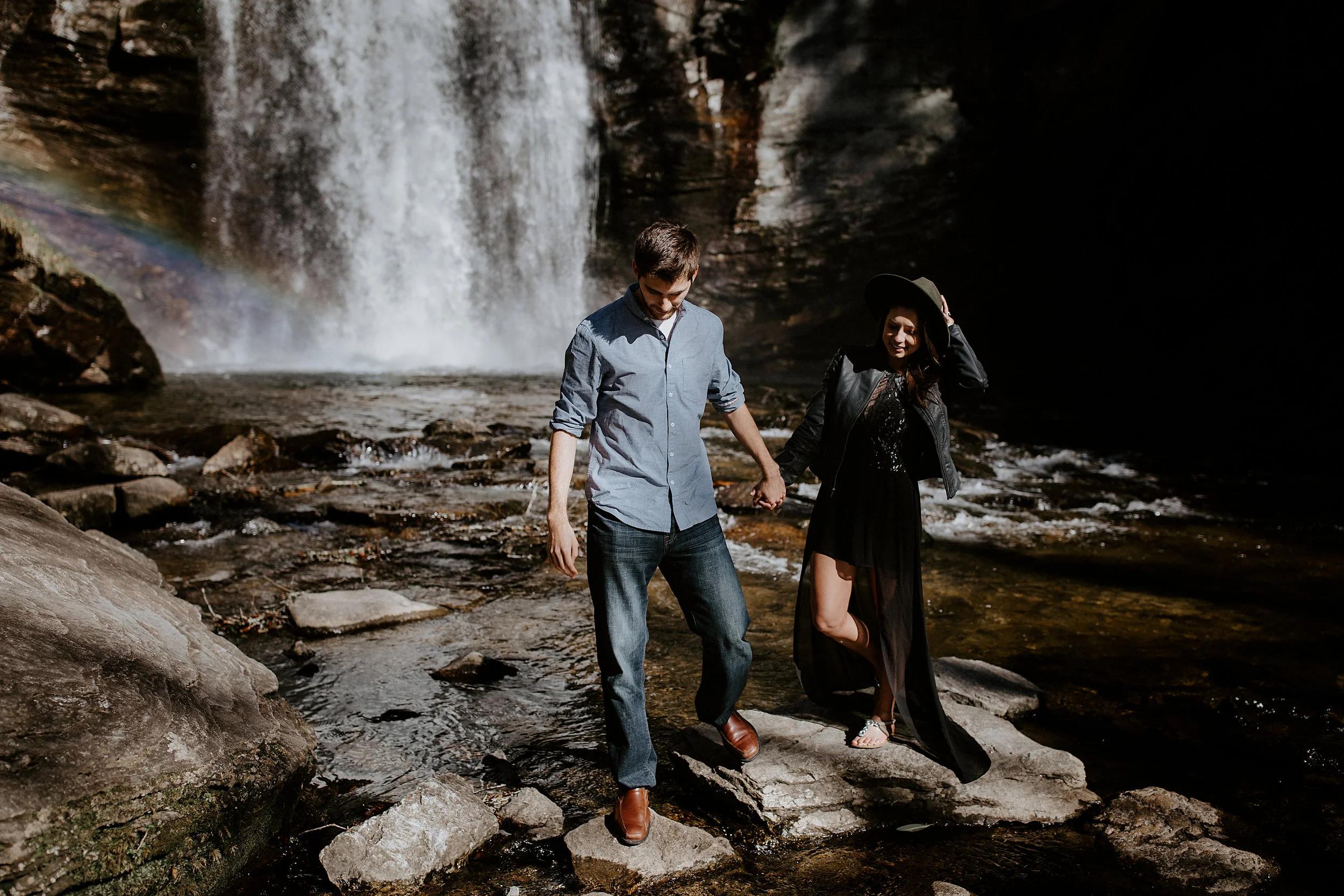 Looking Glass Falls Asheville Engagement Photographer