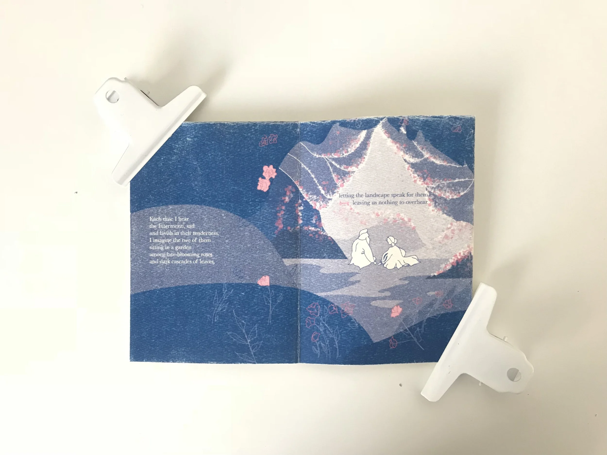  A poem zine chronicling the tentative love story of Johannes Brahms and Clara Schumann. Poem written by Liesel Mueller, Illustrations by me.   Two colour RISO print    