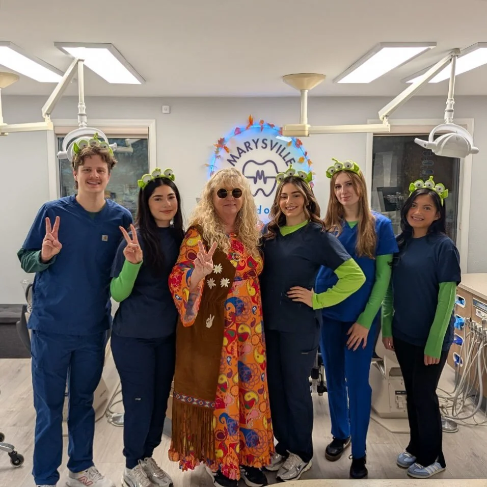 A little late to the Halloween party, but we couldn&rsquo;t resist sharing our groovy smiles and minion energy! 😎💛🦷 

#PeaceLoveSmiles #halloween2025 #halloween #marysvilleortho #marysvilleorthodontics #marysvillewa #marysvillewashington #orthodon