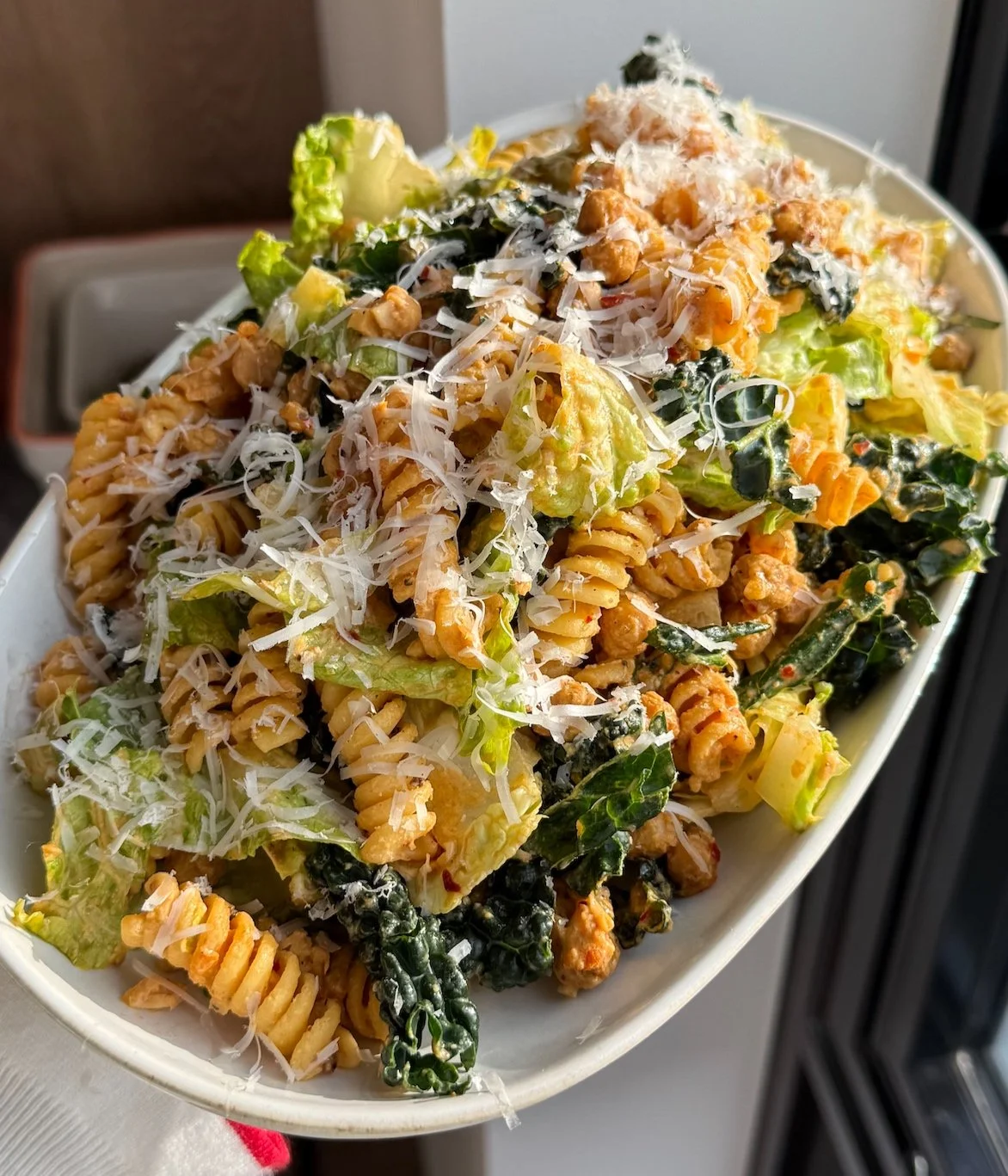 Chili Crisp Caesar Pasta Salad