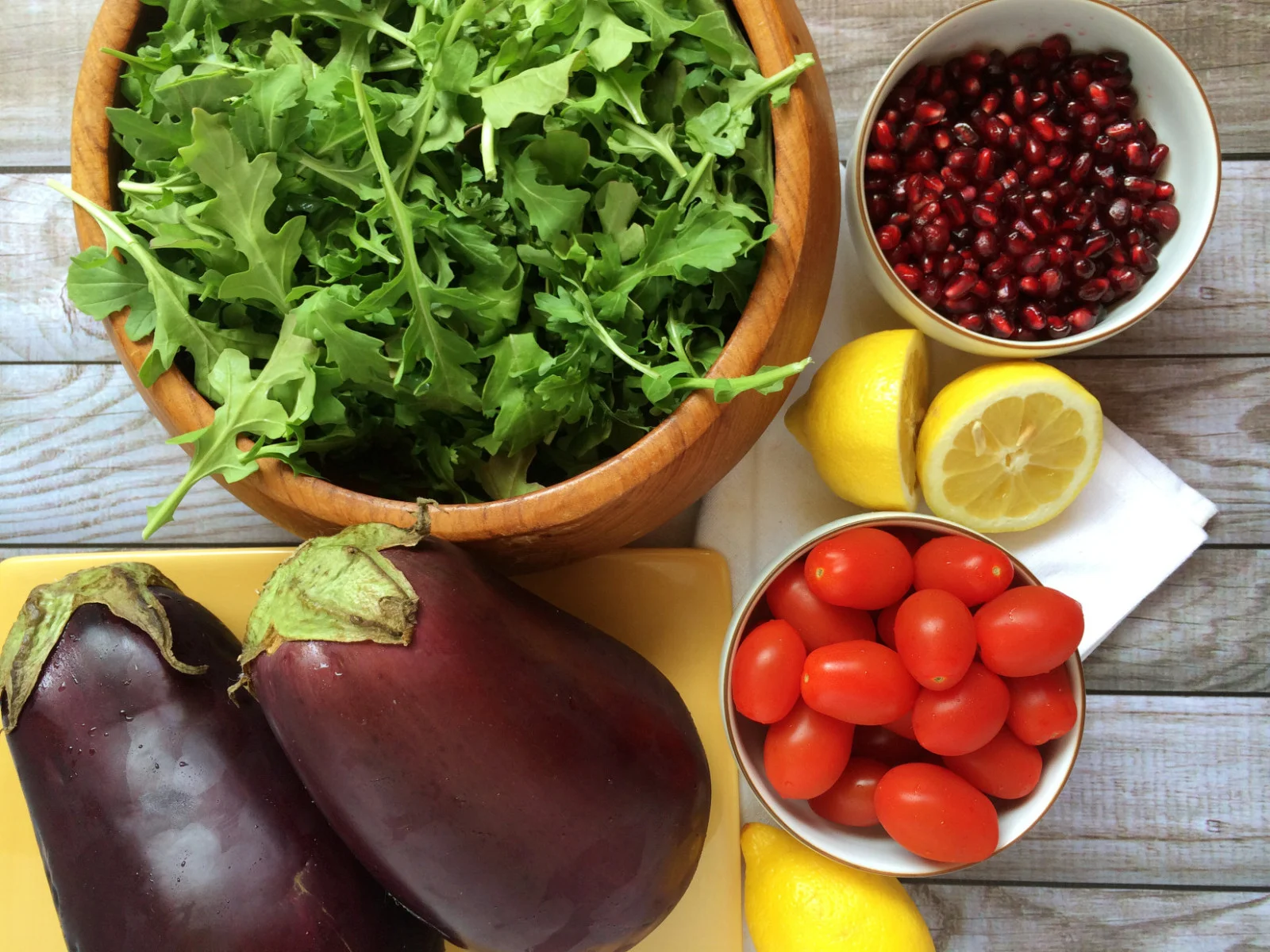 Arugula Salad with Roasted Eggplant and Pomegranate