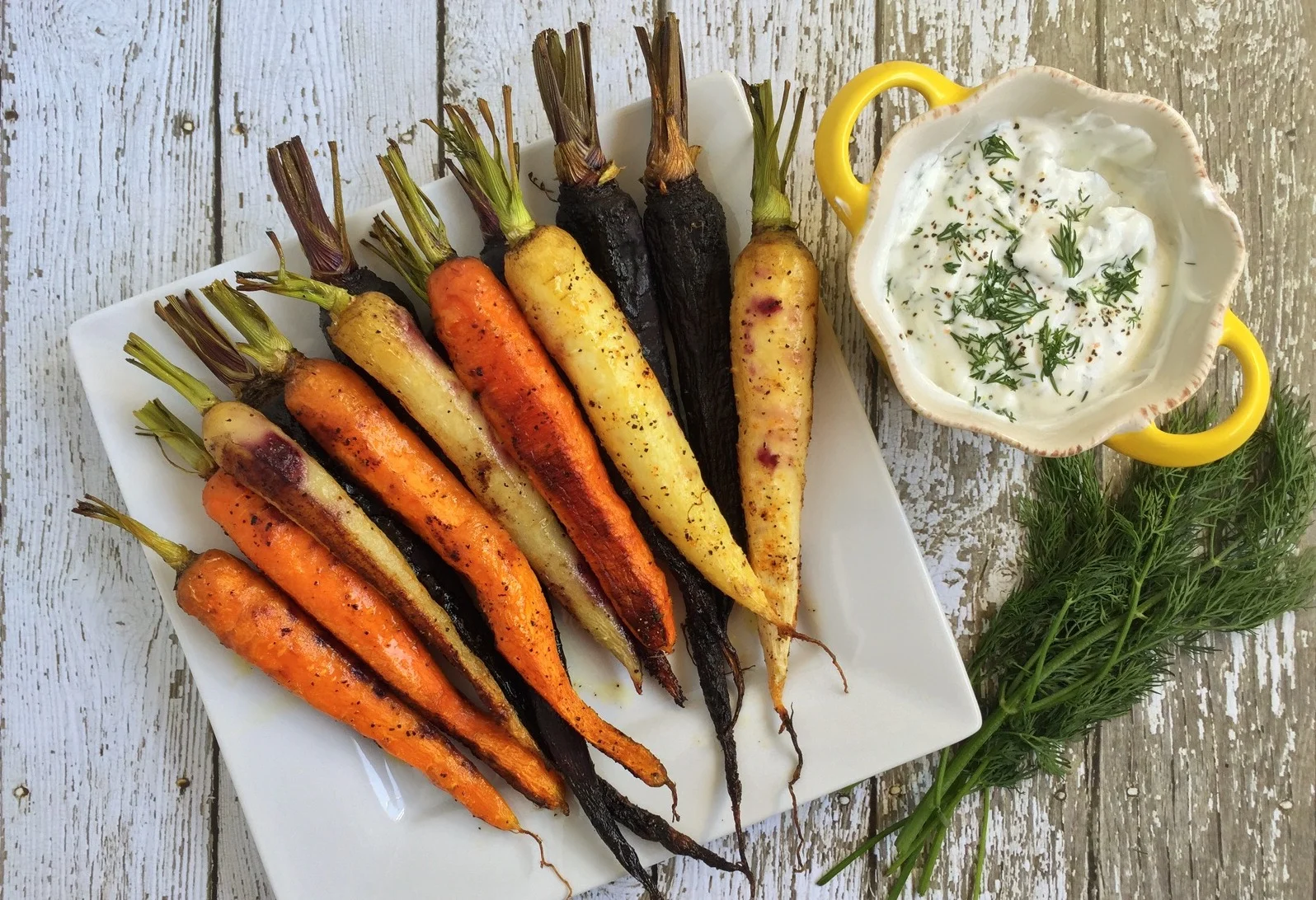 Heirloom Roasted Carrots with Dill and Greek Yogurt