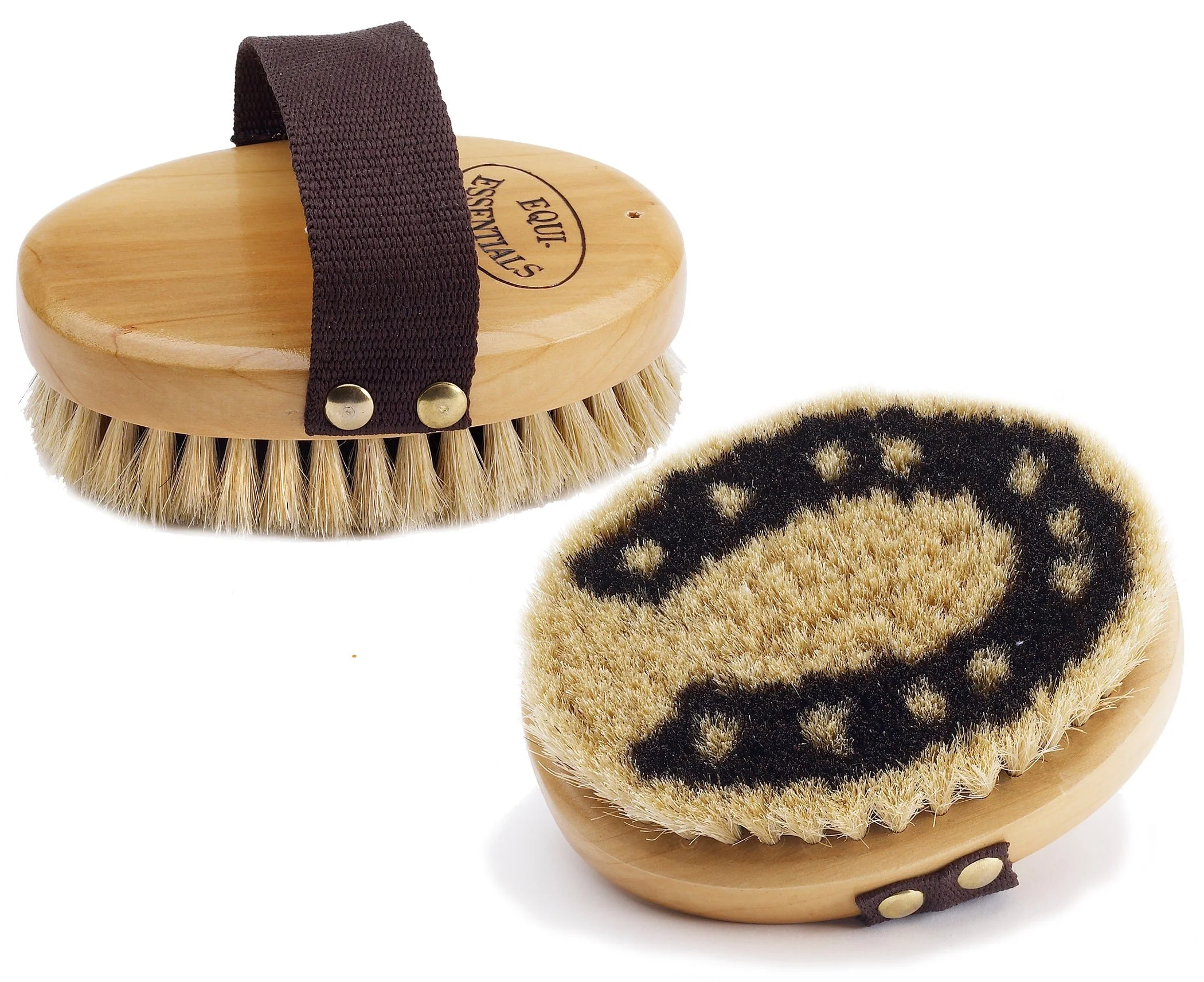Equi Essentials Wood Back Horseshoe Body Brush with Horse Hair