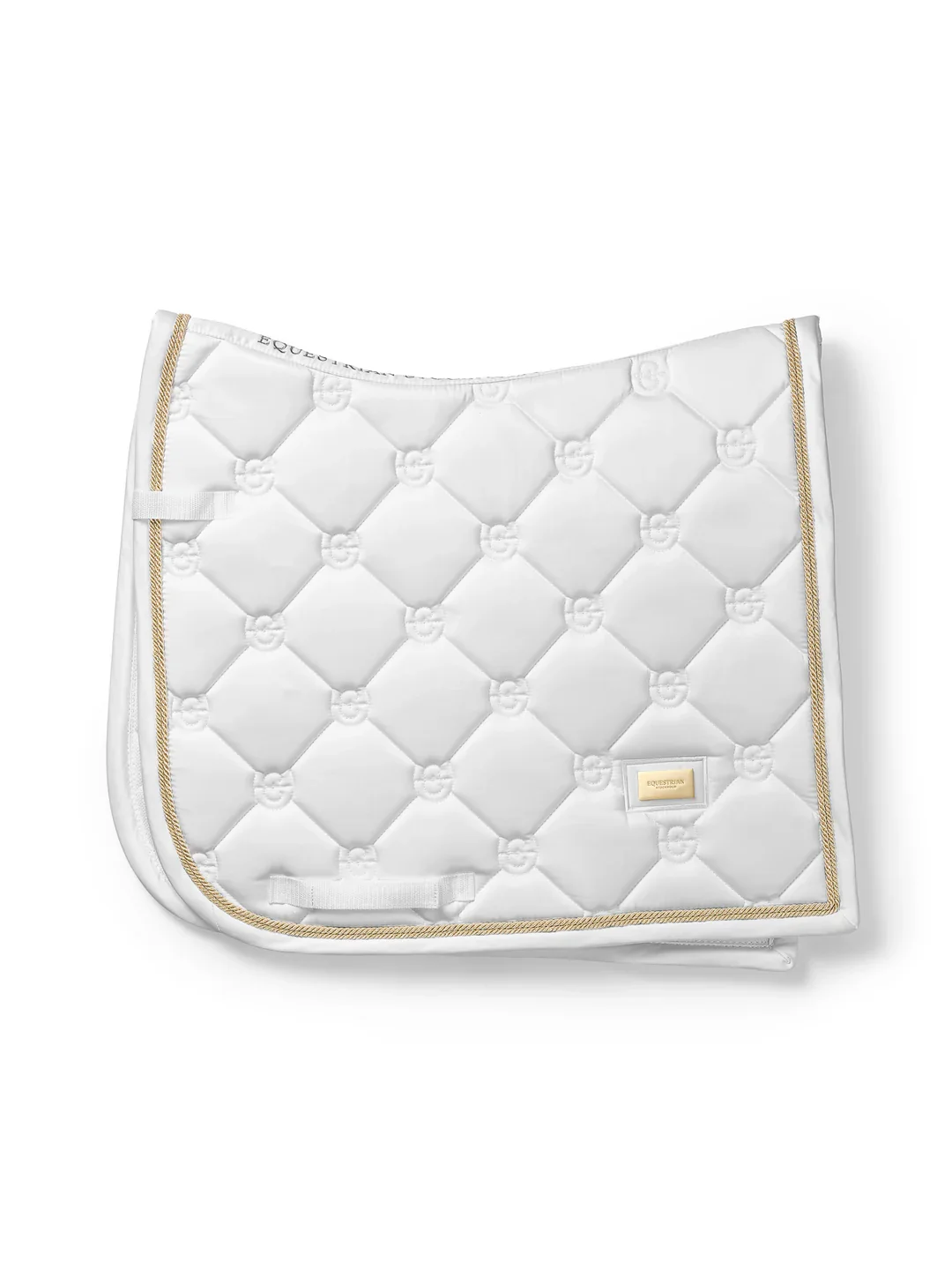 Equestrian Stockholm Dressage Pad White Perfection/Gold Trim