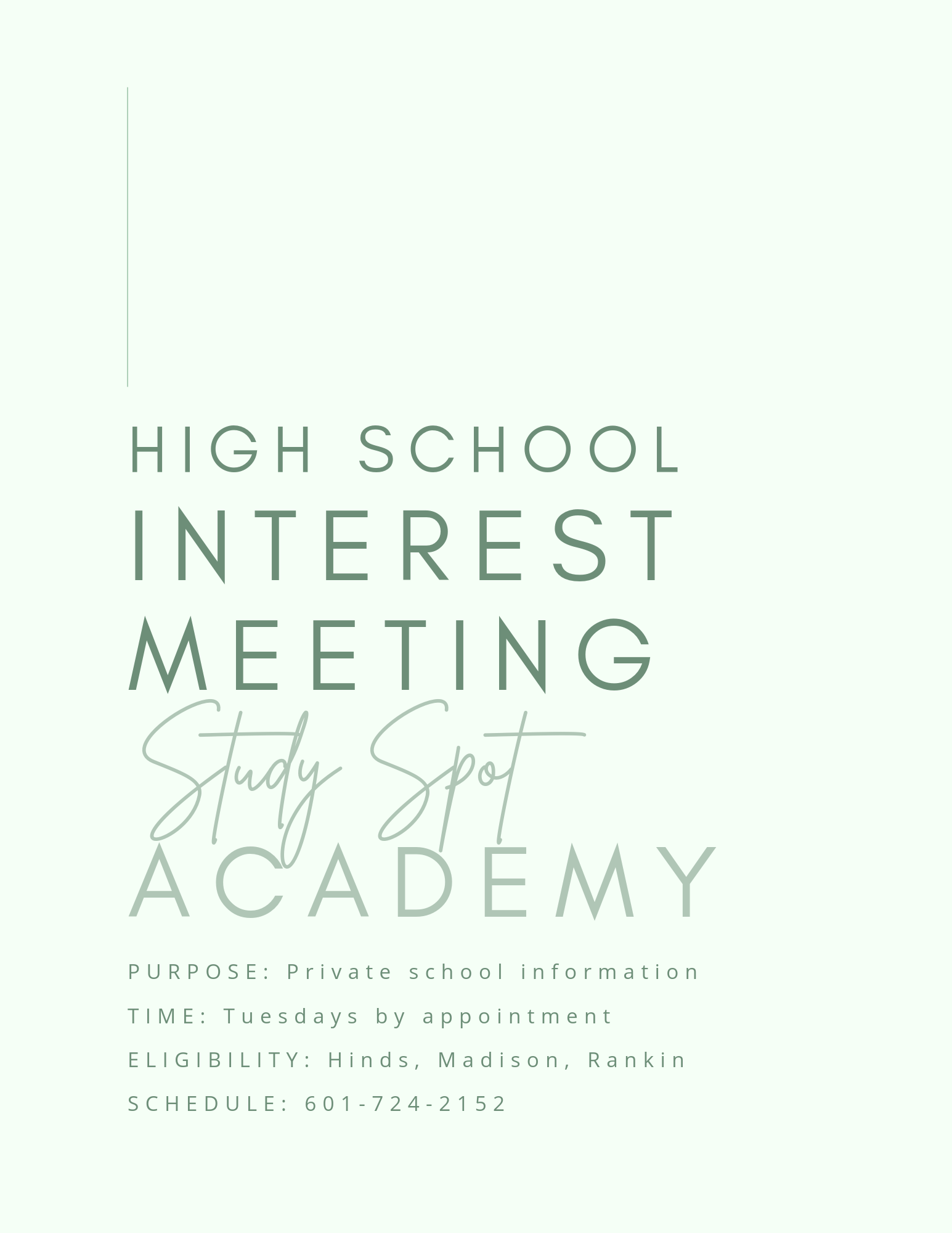 Study Spot Academy High School Interest Meeting (Tuesdays) 