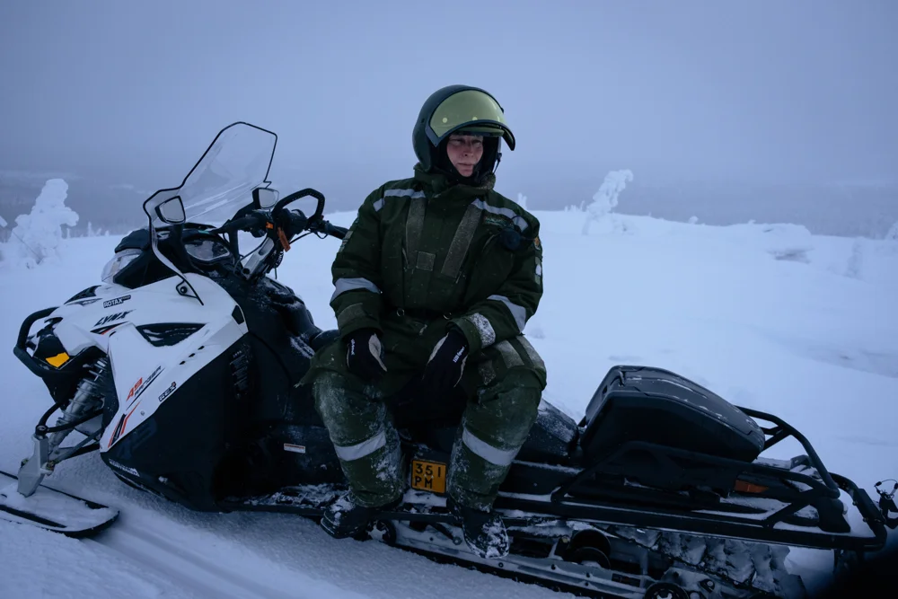 Mika 36 years old works as Border Guard since 2001. Many of the border guards share a big love for nature. "If you don't like to stay in the wilderness you can't do this job in this area, sometimes we spend 4-5 days where the only person we meet is our patrol mate all the rest if forest and nature".