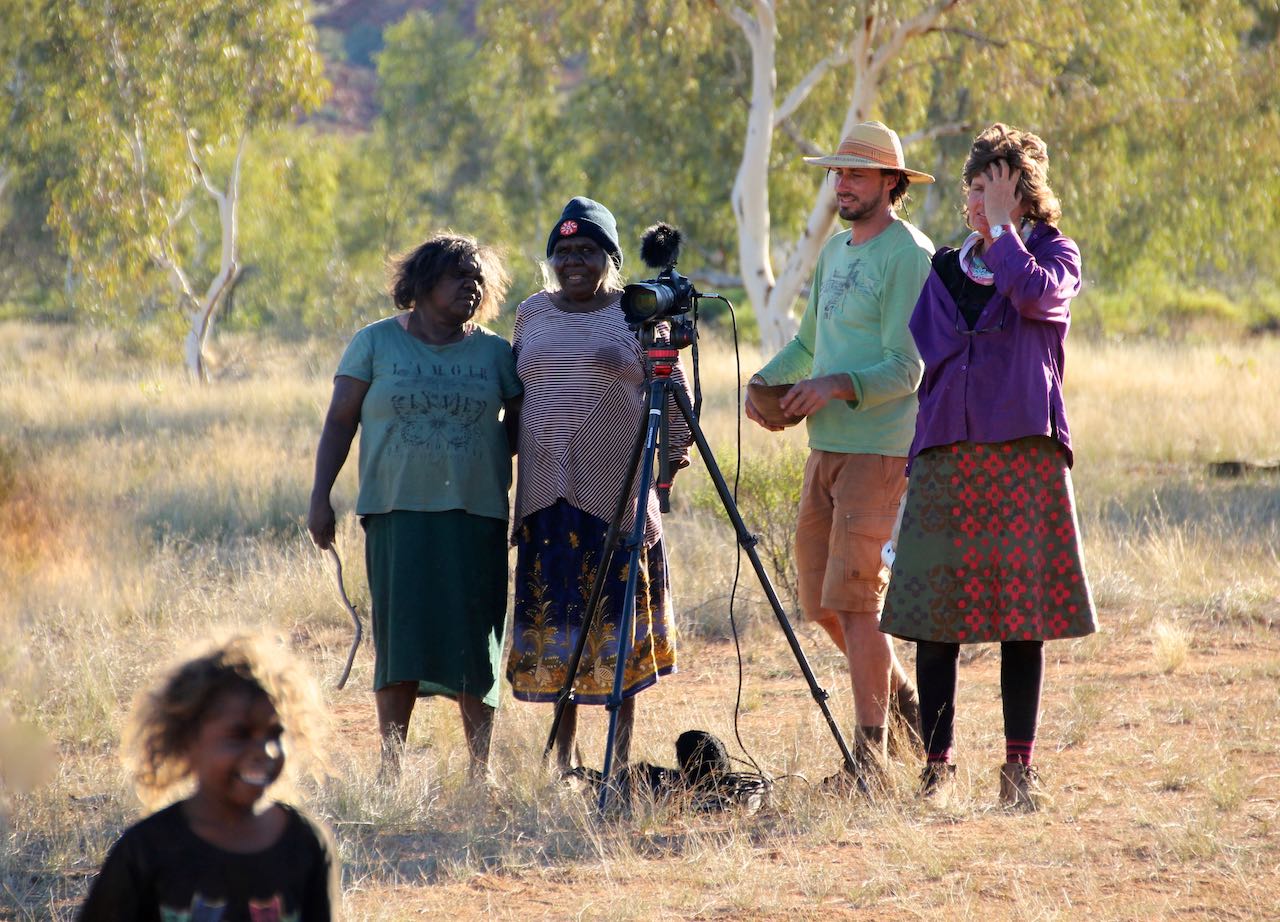 A bewildered moment precedes a spontaneous short film with Dave Wells and Martu women. Then hilarity prevailed.
