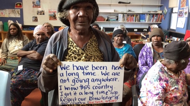 Powerful statements about their priorities are aired by local people at bush food workshops; CLC staff person Jude Prichard initiated this method linking person to statement (Arlparre 2018).