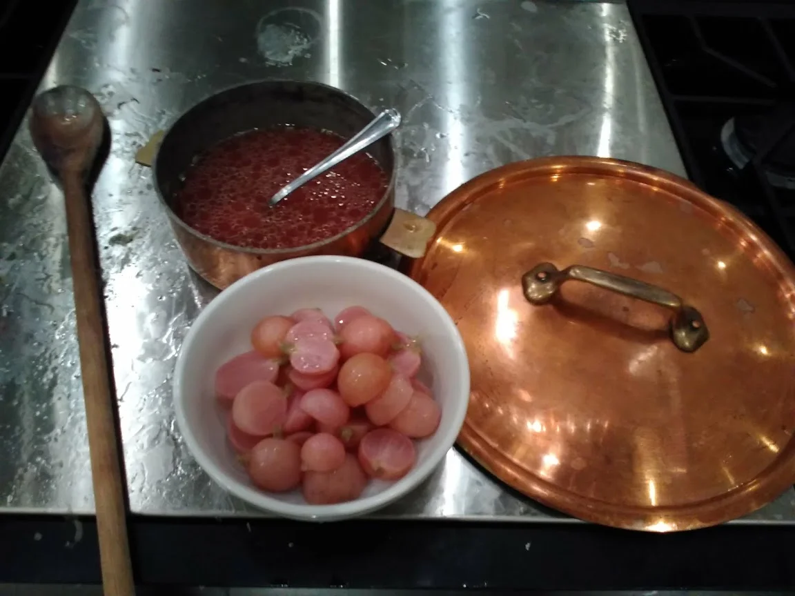 butter poached farm radishes
