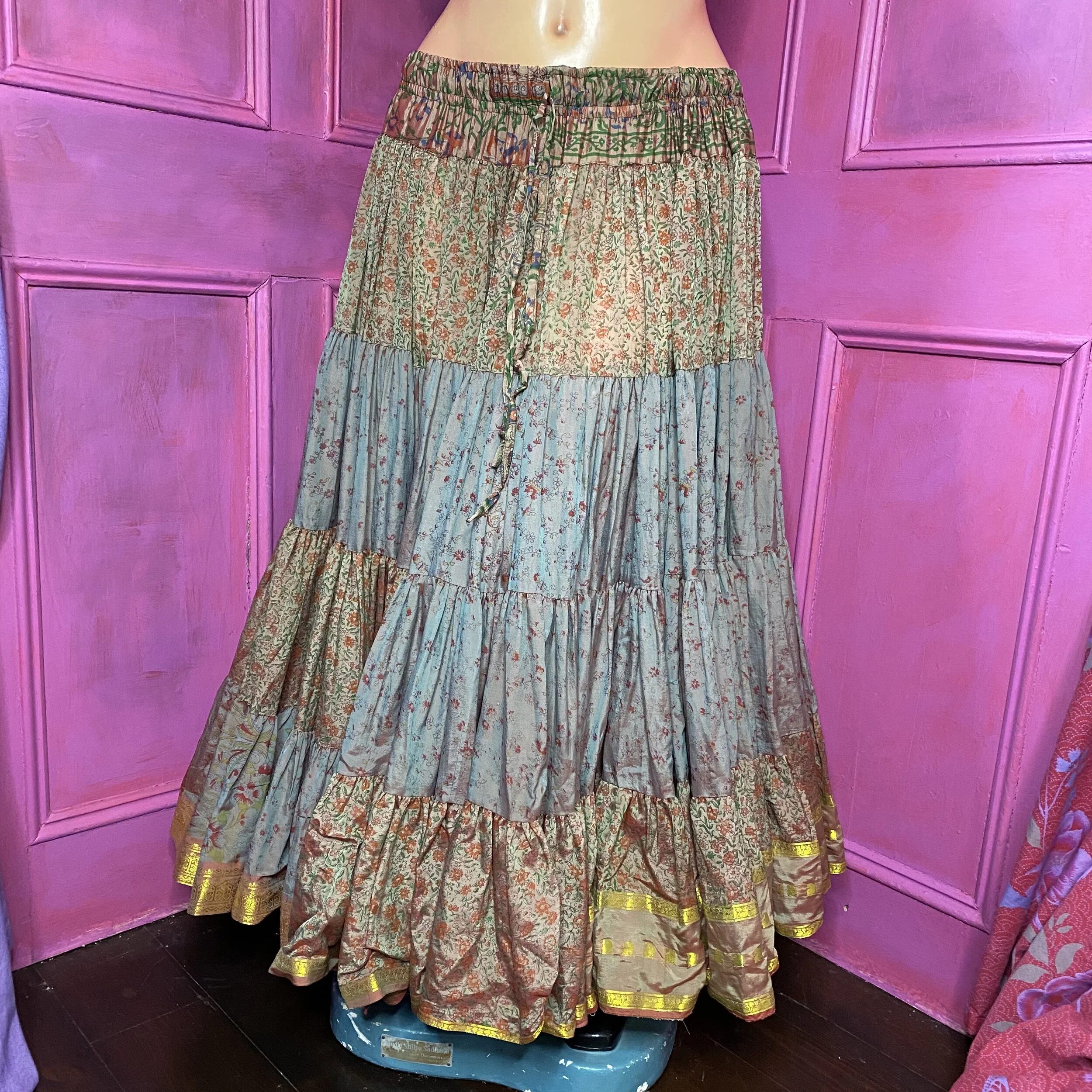 Vintage Recycled Sari skirt #1
