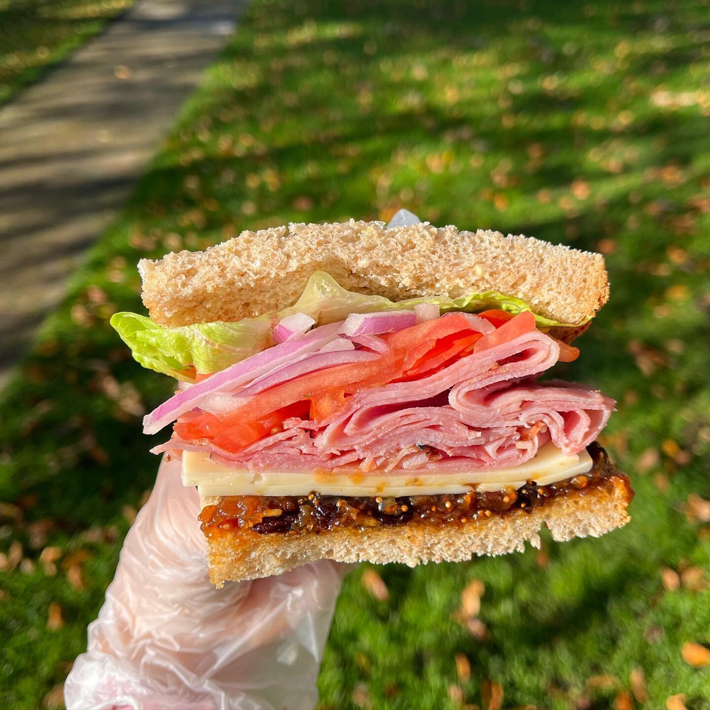 Ham, Swiss, and Chutney on Six-grain to tease that our fall special Ham and Brie will be coming back very soon!! If you just can&rsquo;t wait, add chutney to your ham and cheese sando 😁

Open daily 10-3! 

Soup of the day: Chicken Noodle, curry butt