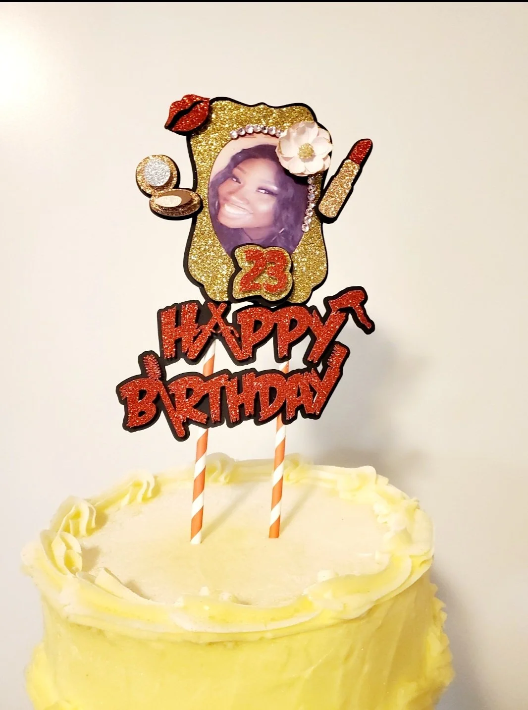 Cosmetology Theme Birthday Frame Cake Topper