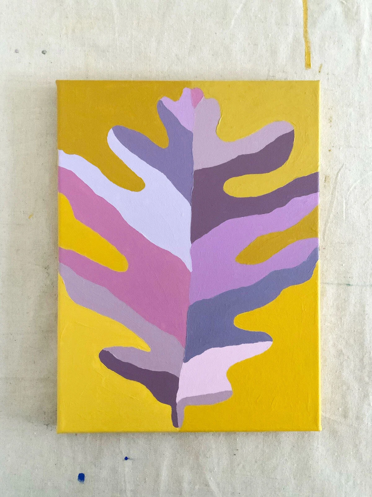 “Oak Leaf” - Painting on canvas using acrylics. Mixing tints and tones of two complimentary colors on the color wheel with a focus on design elements such as size, shape and composition.