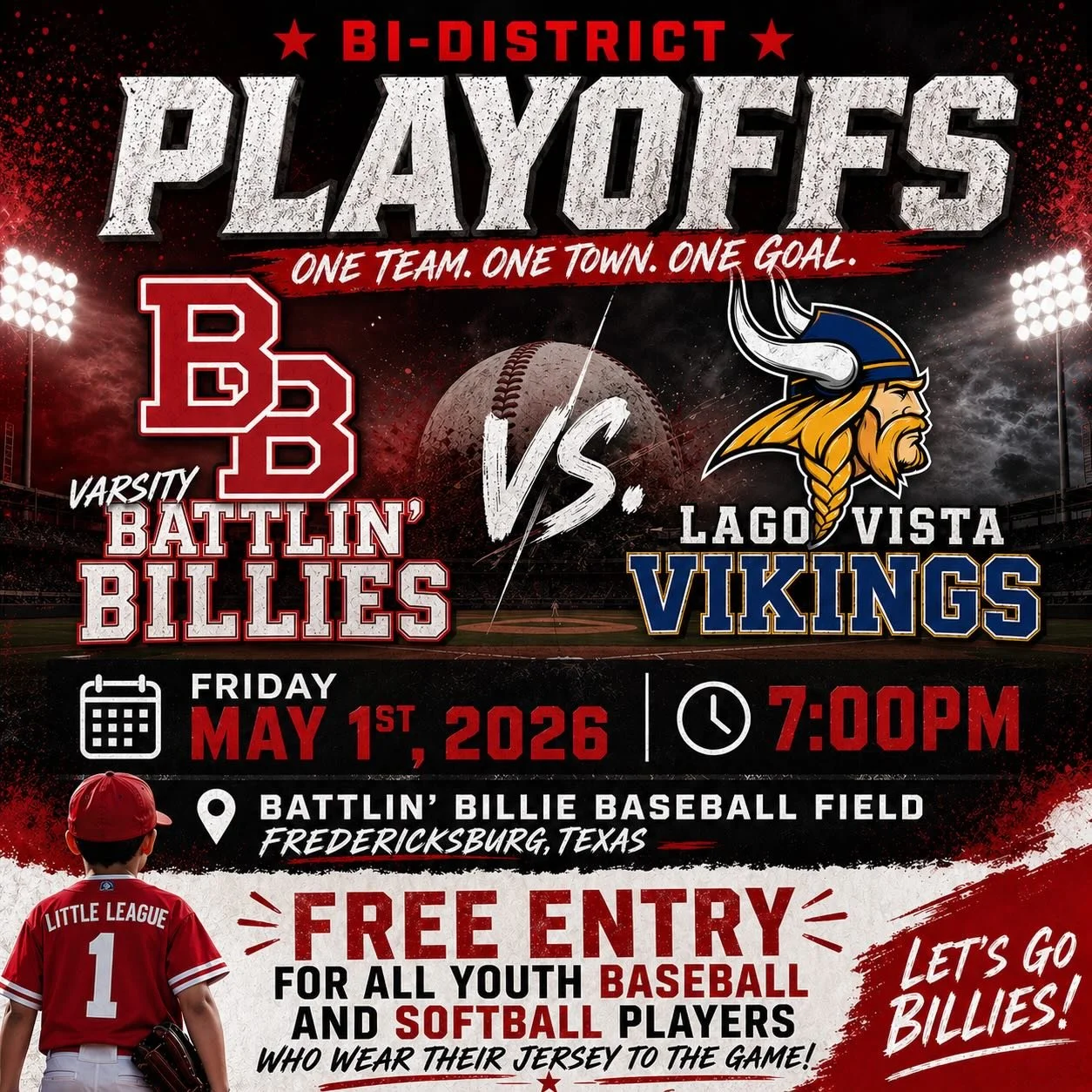 COME SHOW YOUR SUPPORT FOR OUR BATTLIN&rsquo; BILLIES!! 🐐 As they enter the playoffs against Lago Vista this weekend! 
Don&rsquo;t forget to pre-game here @hildastortillas for ice cold drinks and savory bites✌️
#battlinbillies #playoffs #hildastorti