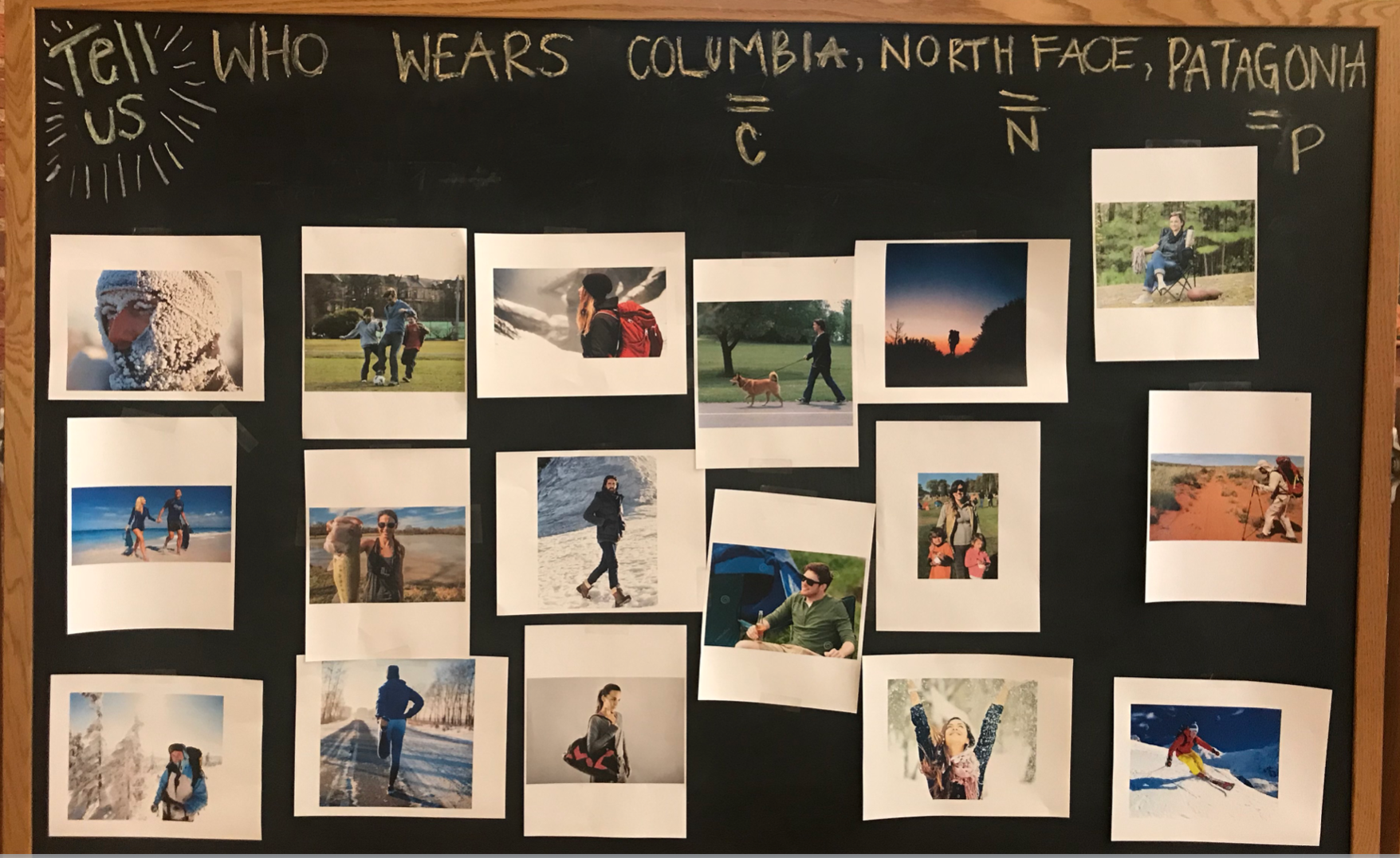 Note: Pictures depict outdoor activities ranging from leisurely to extreme.