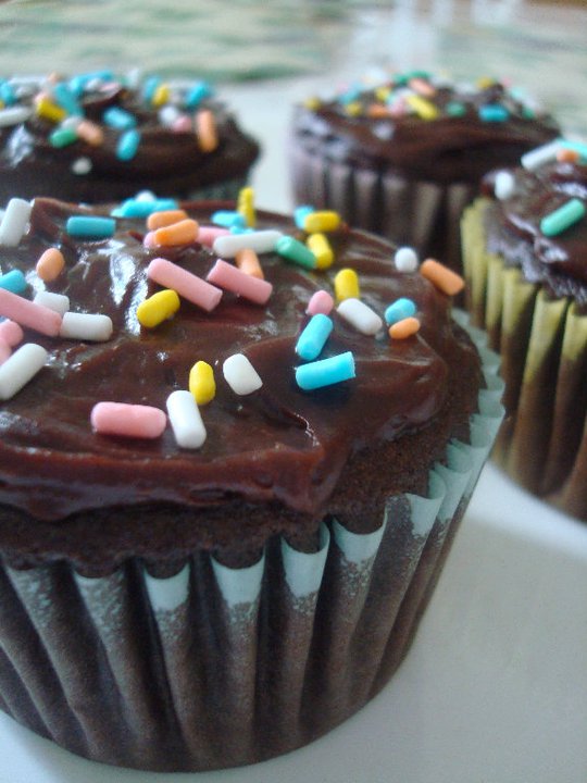 Homemade chocolate cupcakes circa 2010, probably from a box