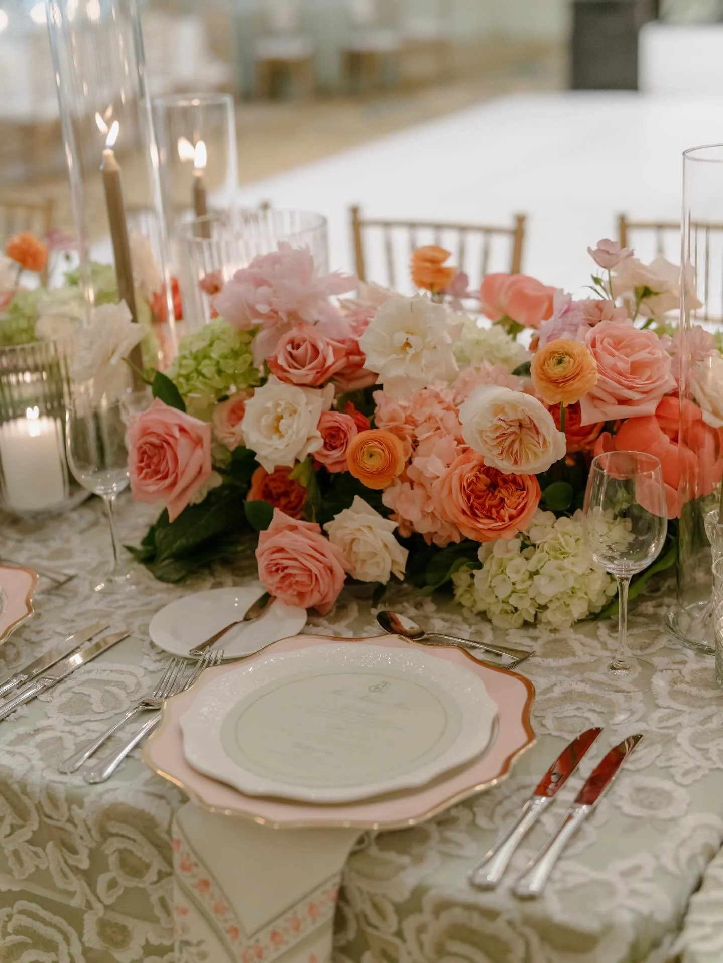 A candlelit dinner at The Sanctuary on Kiawah for Melissa and Jonathan. The tablescape featured soft blush and coral blooms, and layered textures, all quietly luxurious.
.
.
.
Photo: @miamelin_photography 
Floral: @festooncharleston 
Rentals: @curate