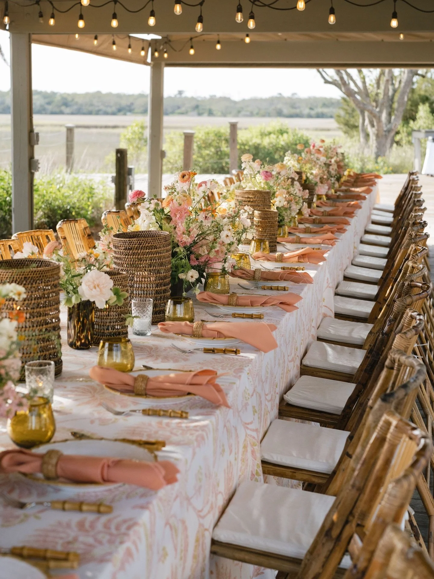 Complete with a bluegrass band and an oyster roast, Courtney and Matt&rsquo;s rehearsal dinner overlooking the marsh was the perfect kick off to their Kiawah wedding weekend.