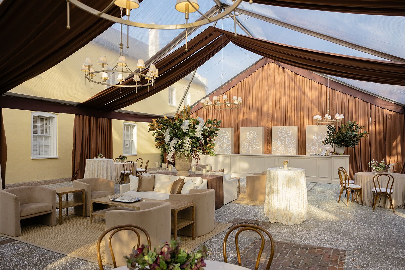 william aiken House wedding with bold draping