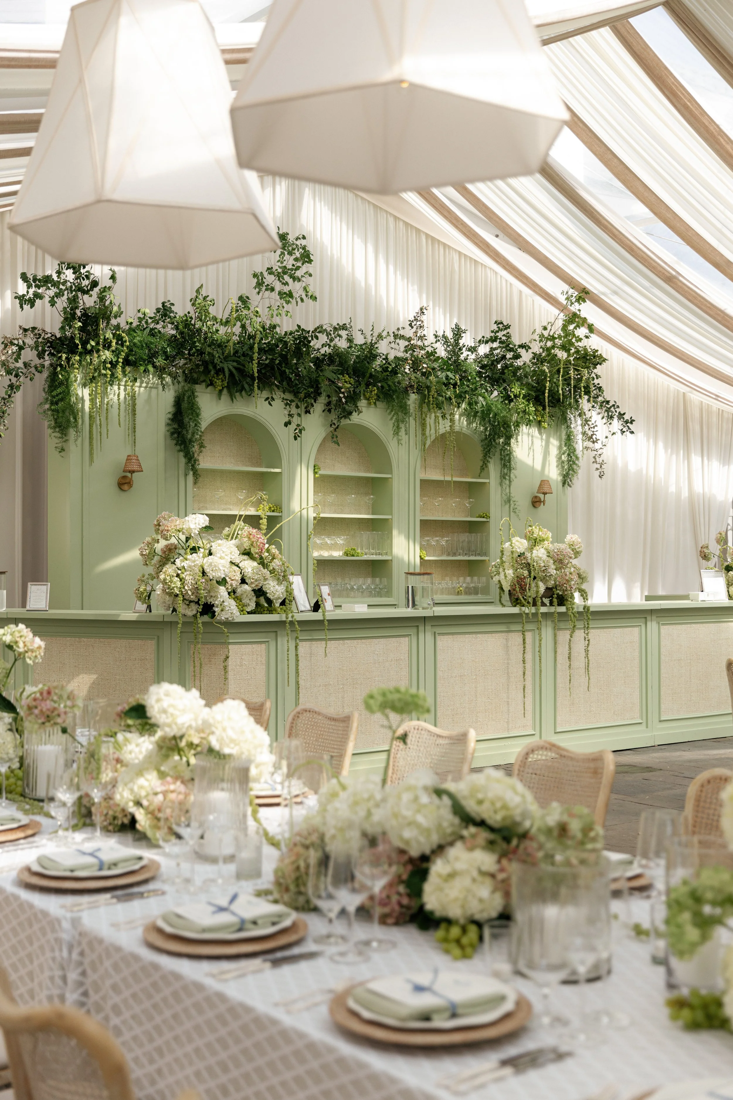 Custom wedding bar with rattan details