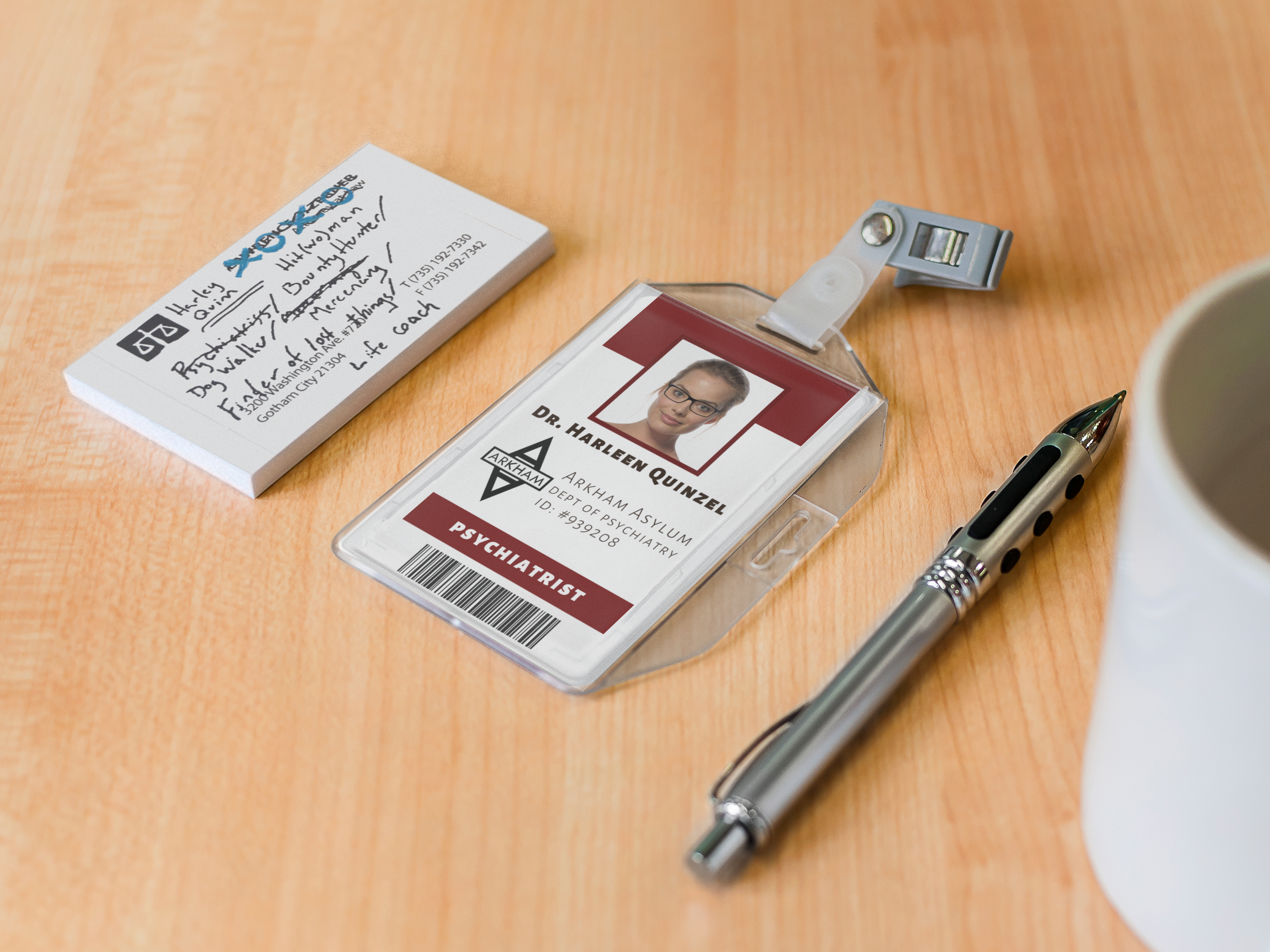 Harley Quinn ID Badge & Business Card | Design Mockup