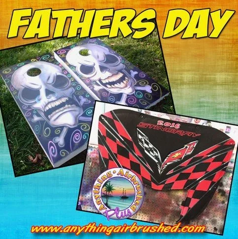 Don&rsquo;t forget about Dear Ol&rsquo; Dad on Fathers Day June 21st He doesn&rsquo;t want another Tie for Fathers day he wants something custom!...like a shirt made just for him....or how about having his motorcycle helmet painted or cornhole boards