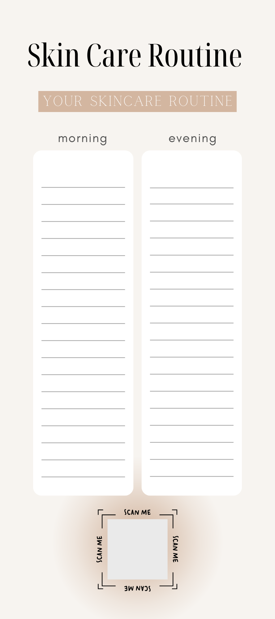 Editable Skin Care Routine Card for Estheticians