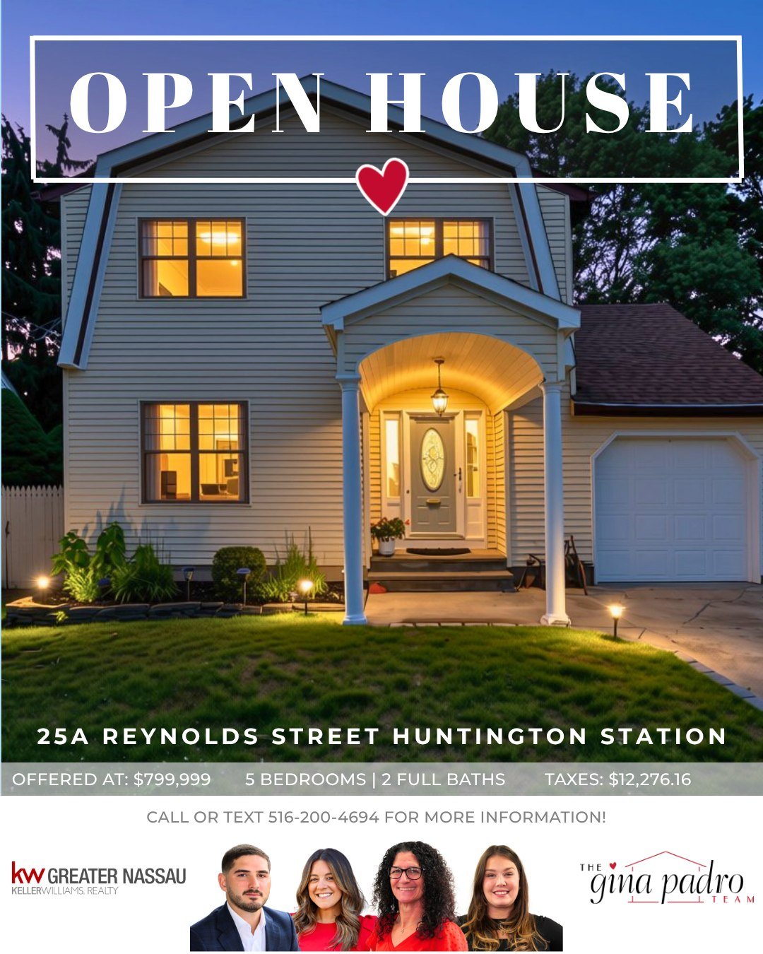 ✨ Twilight Open House ✨

Join us this Thursday, August 6th, from 5:30&ndash;7:30 PM and experience this beautiful Huntington home as the sun begins to set! 🌅🏡

Come explore 25A Reynolds Street, take in the home&rsquo;s features, and see if this cou