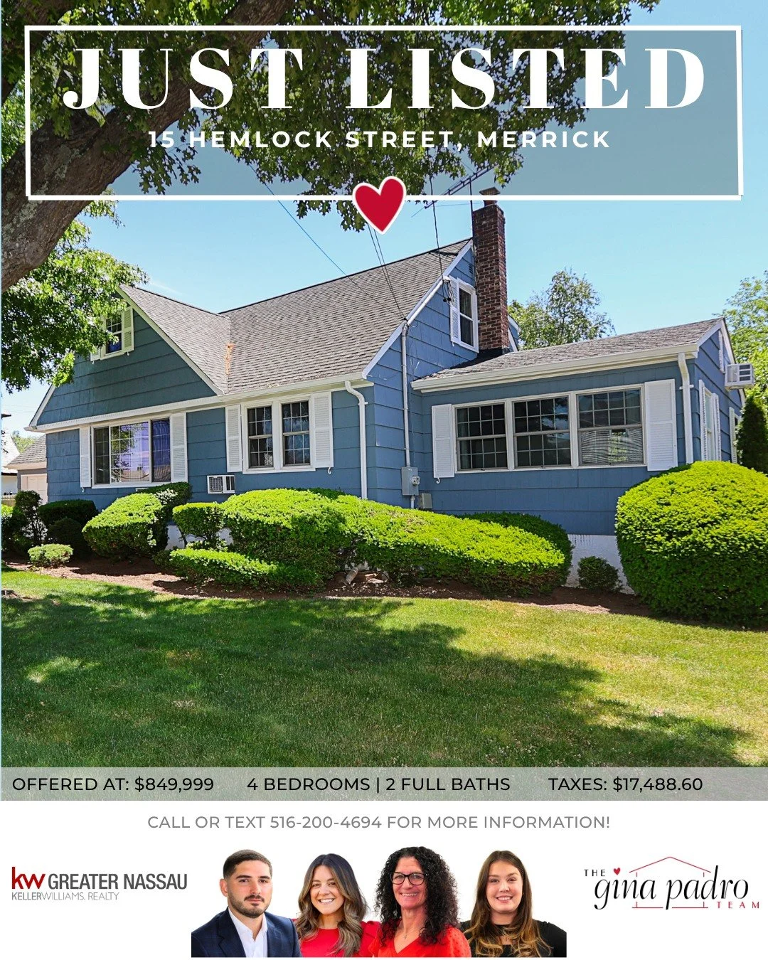 🏡 JUST LISTED | 15 Hemlock Street, Merrick 🏡

Charm, character, and space come together in this beautifully maintained home in the heart of Merrick!

✨ 4 Bedrooms
✨ 2 Full Bathrooms
✨ Oversized 80 x 100 Property
✨ Wood-Burning Fireplace
✨ Full Fini