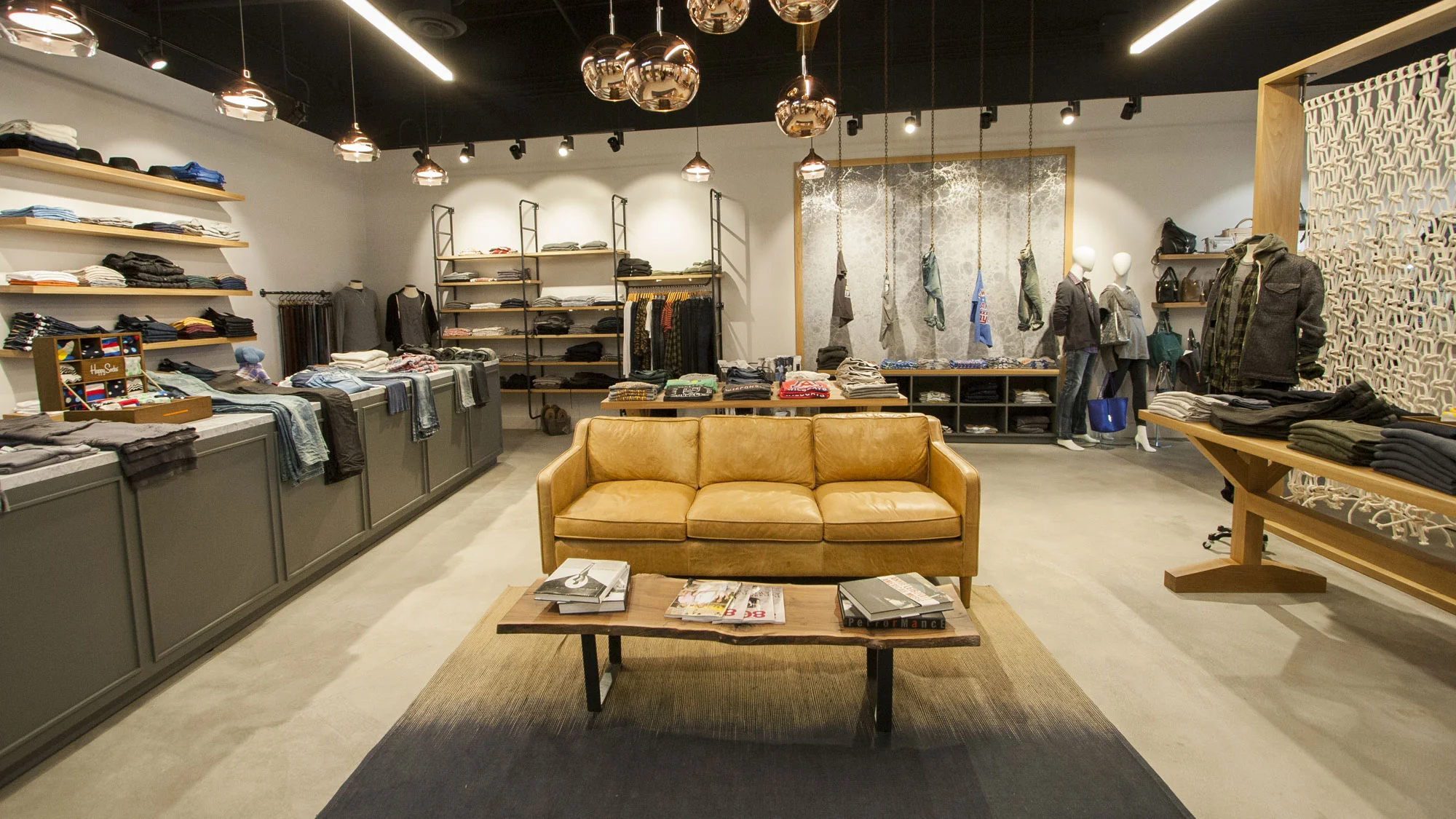 store lounge with leather couch