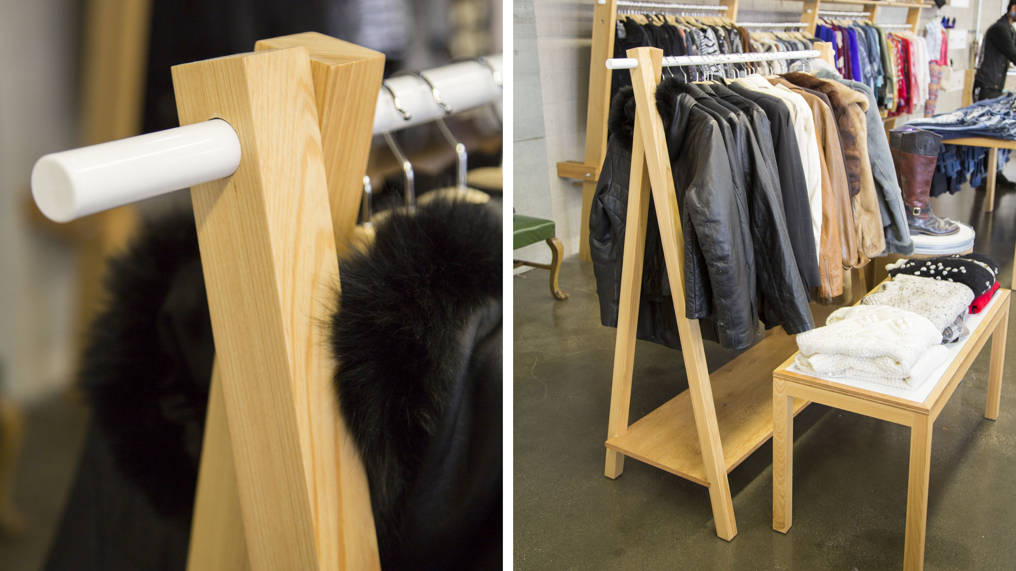 wood and metal store fixtures