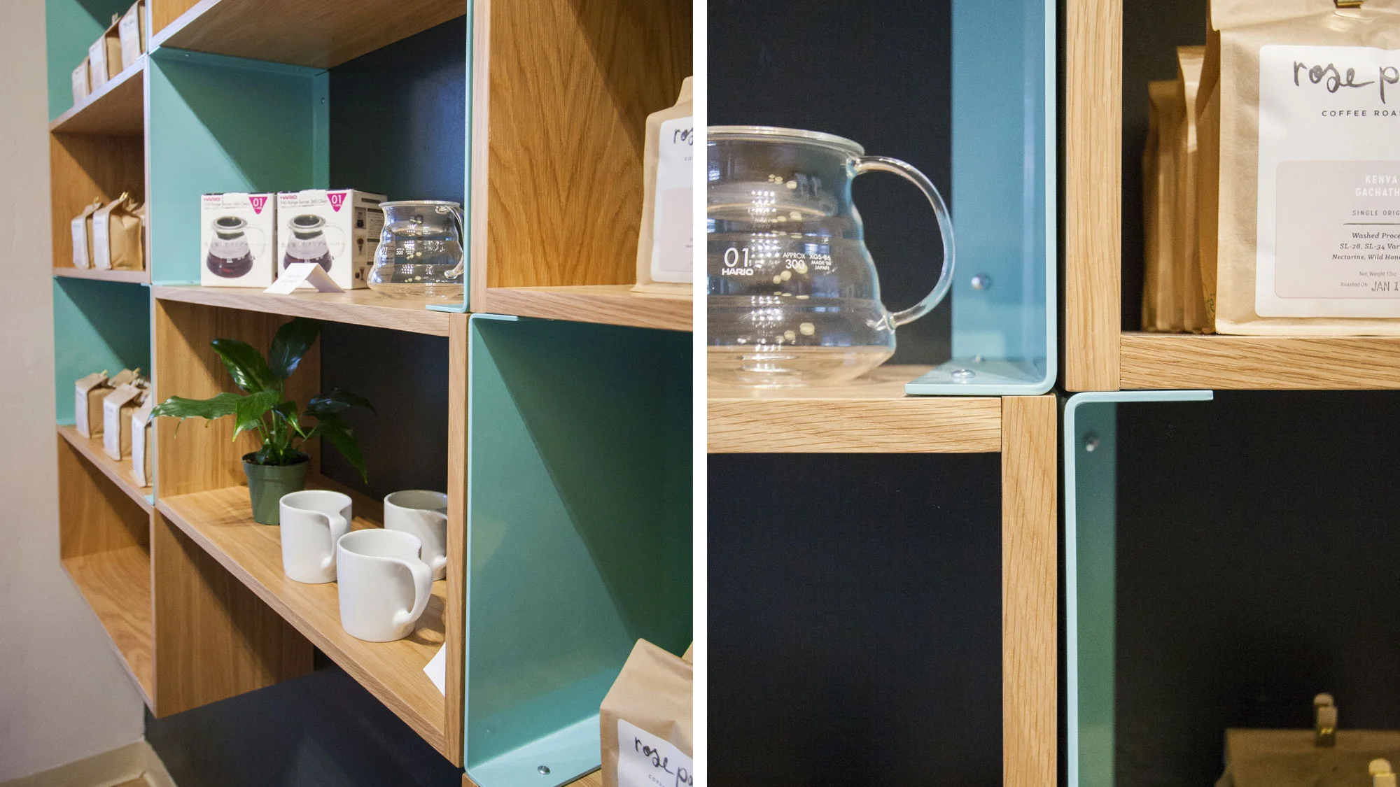 coffee shelving for Rose Park Roasters