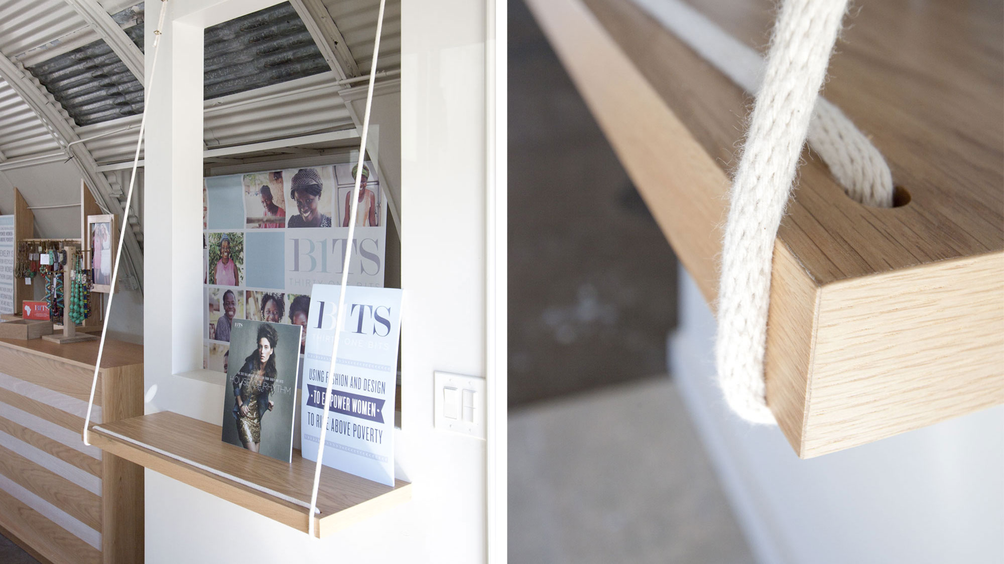 rope and wood retail table