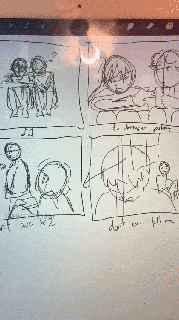 "Jealous" Storyboard, Keyframes, Line Work