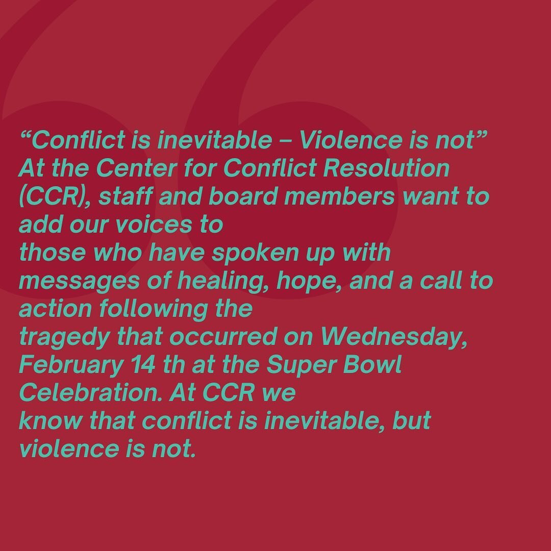 CCR&rsquo;s statement on the 2/15 Kansas City football parade shooting. #restorativejustice #healing #kansascity