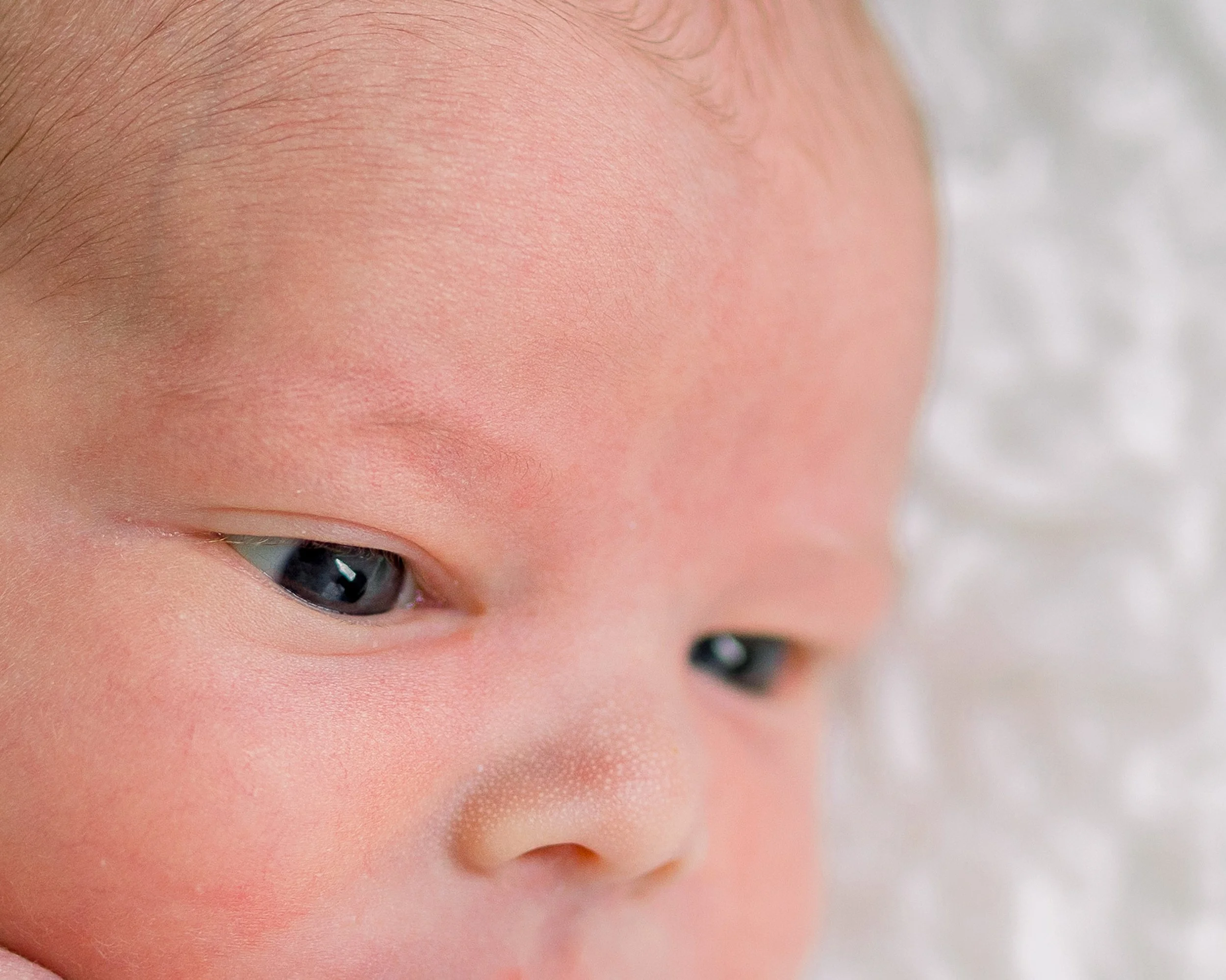 Newborn baby eye detail in Oshawa Studio