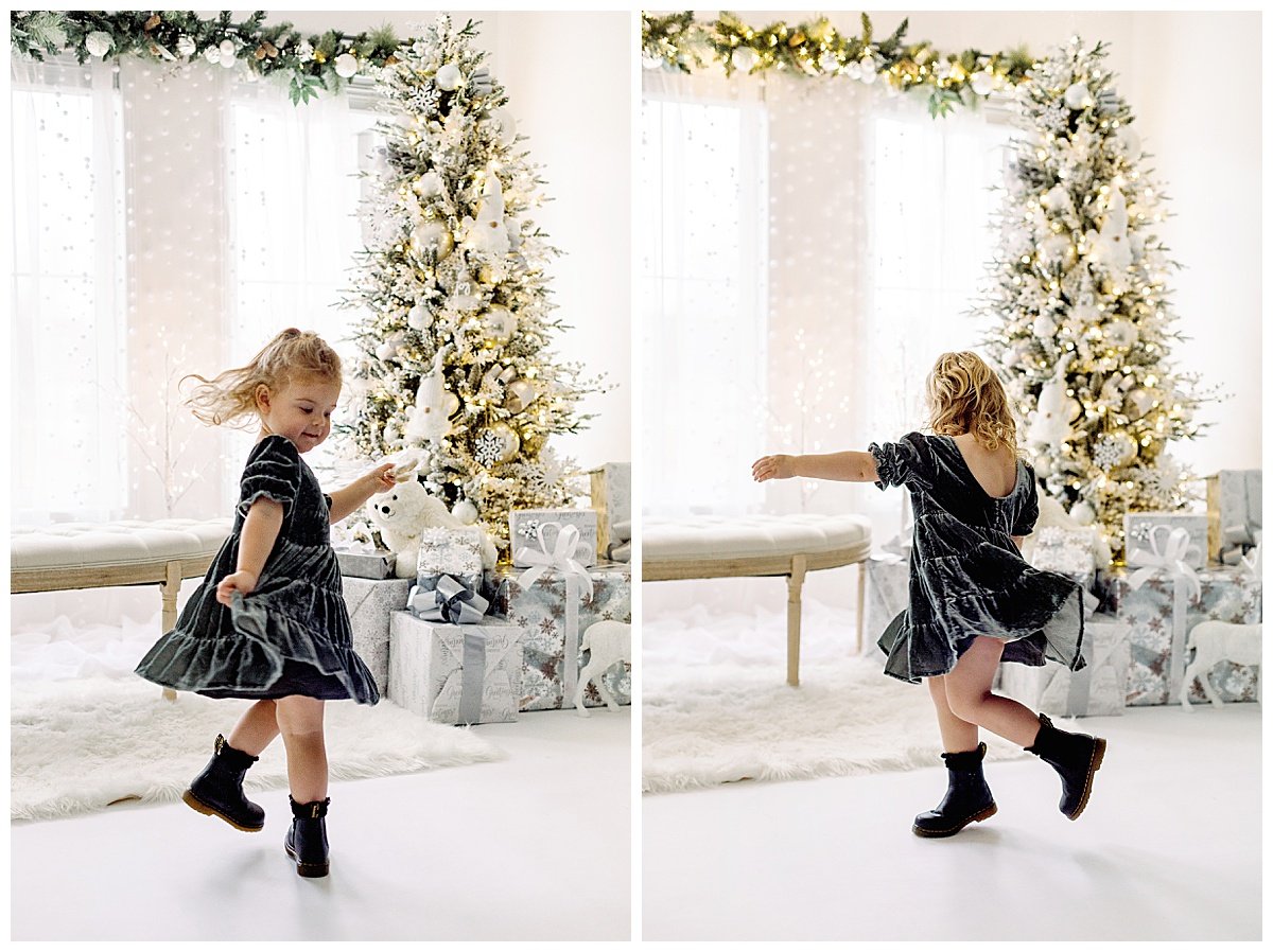 Dancing in front of the Christmas Trees