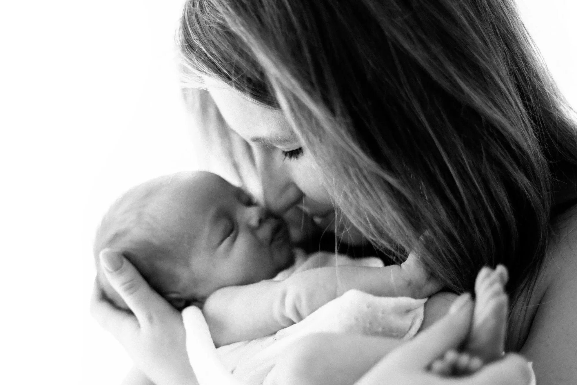 Oshawa Port Perry Newborn Session of mom and daughter nose to nose