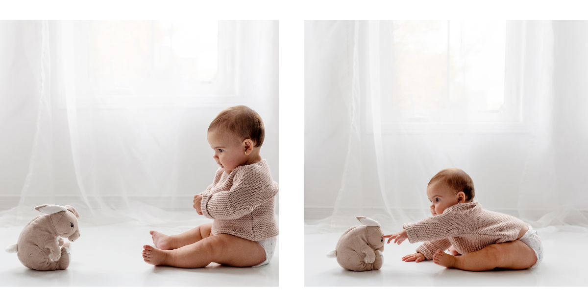 baby girl sitting milestone session Oshawa photographer
