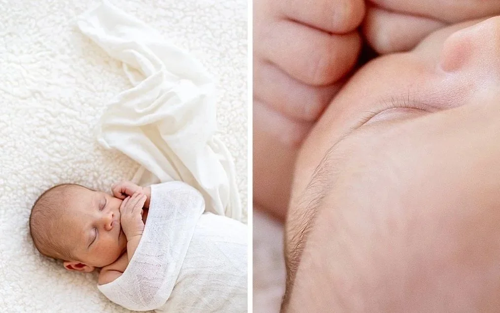 Studio newborn photography Oshawa wrapped baby