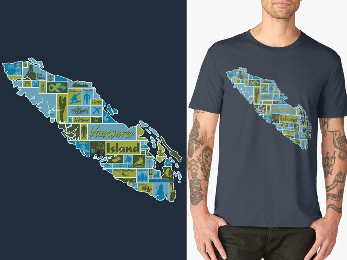 Garment Design: Vancouver Island Pictorial Map