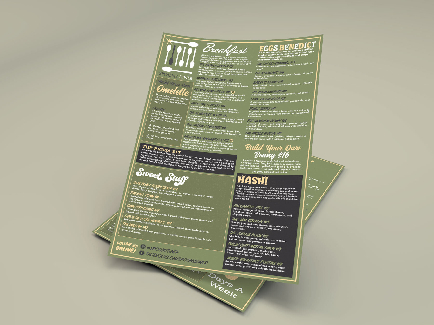 Menu Design: Spoons Diner 