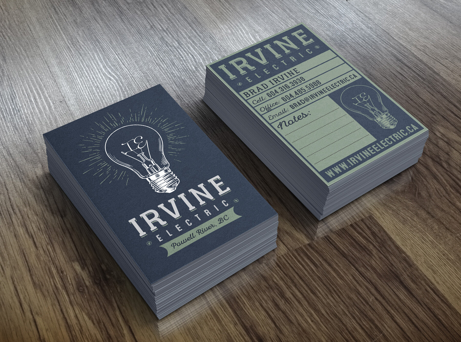 Logo & Business Card Design: Irvine Electric, Powell River BC