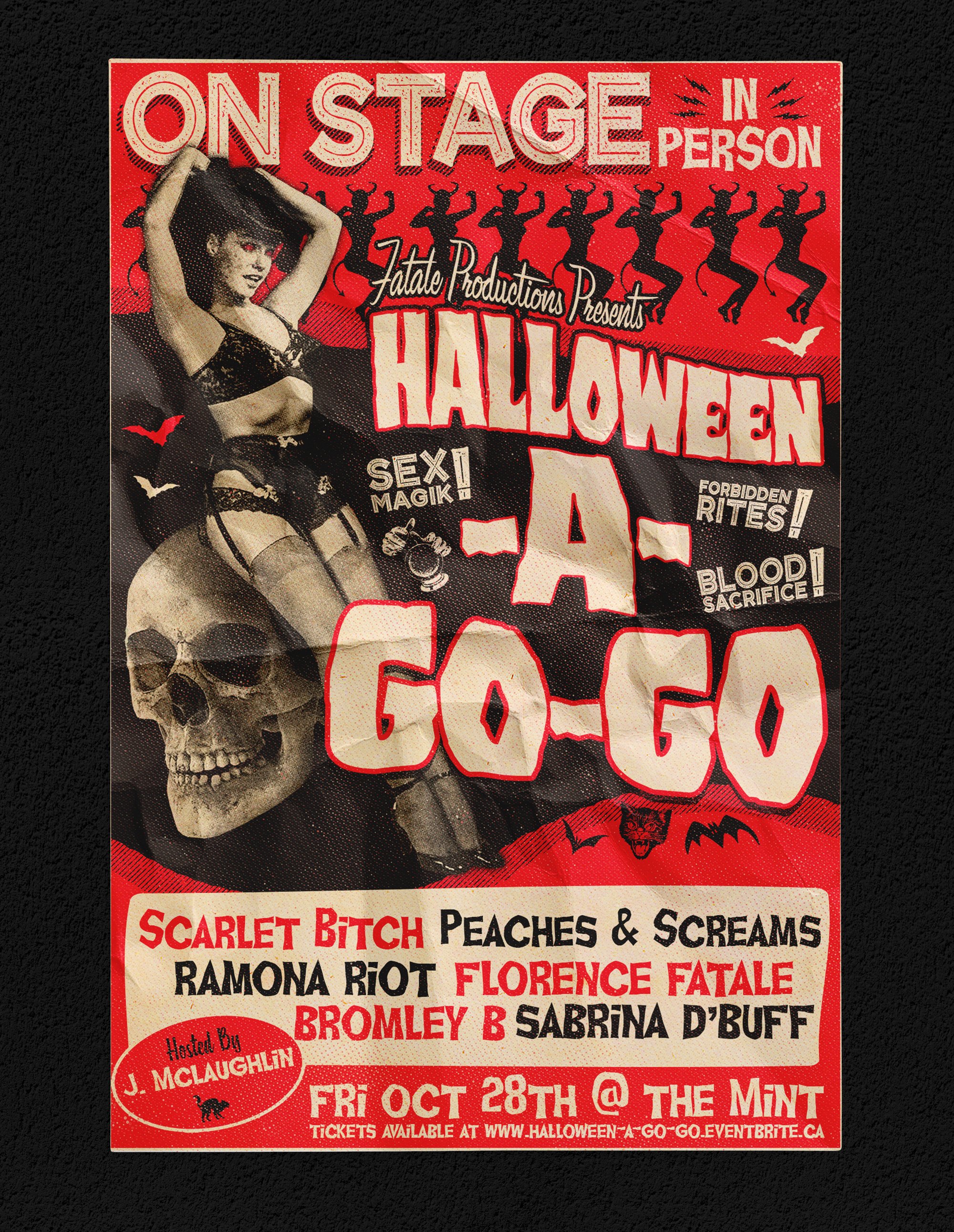 Poster Design: Haloween A-Go-Go, Fatale Productions, Victoria BC
