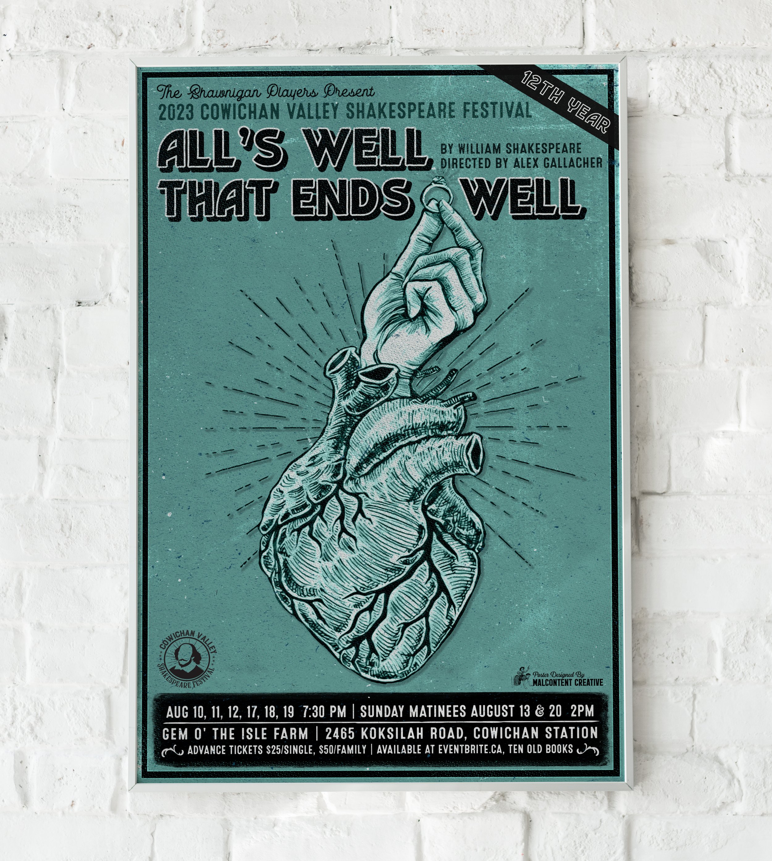 Poster Design: All's Well That Ends Well, Cowichan Valley Shakespeare Festival