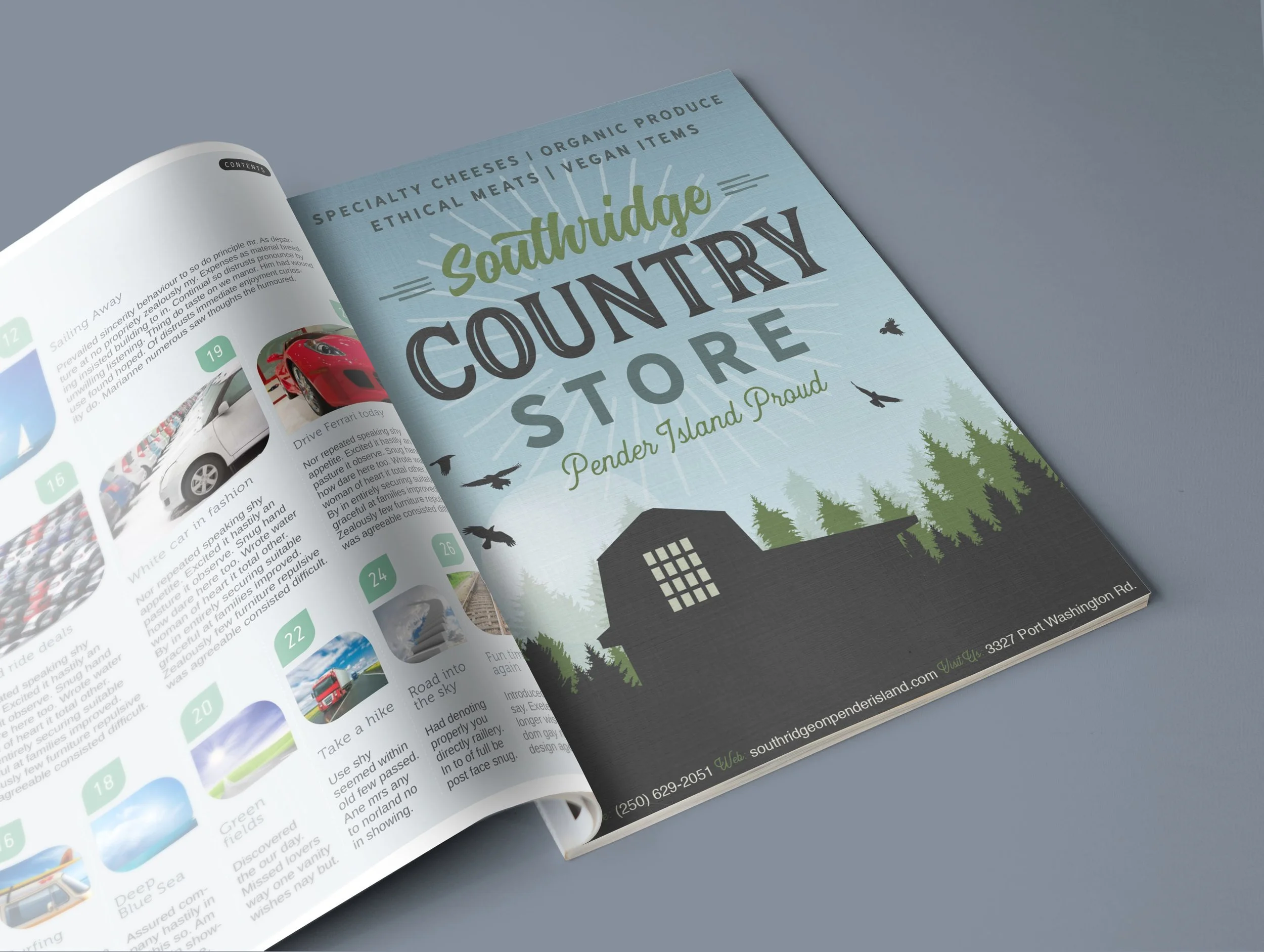Logo & Magaze Advertisment Design :Southridge Country Store, Pender Island
