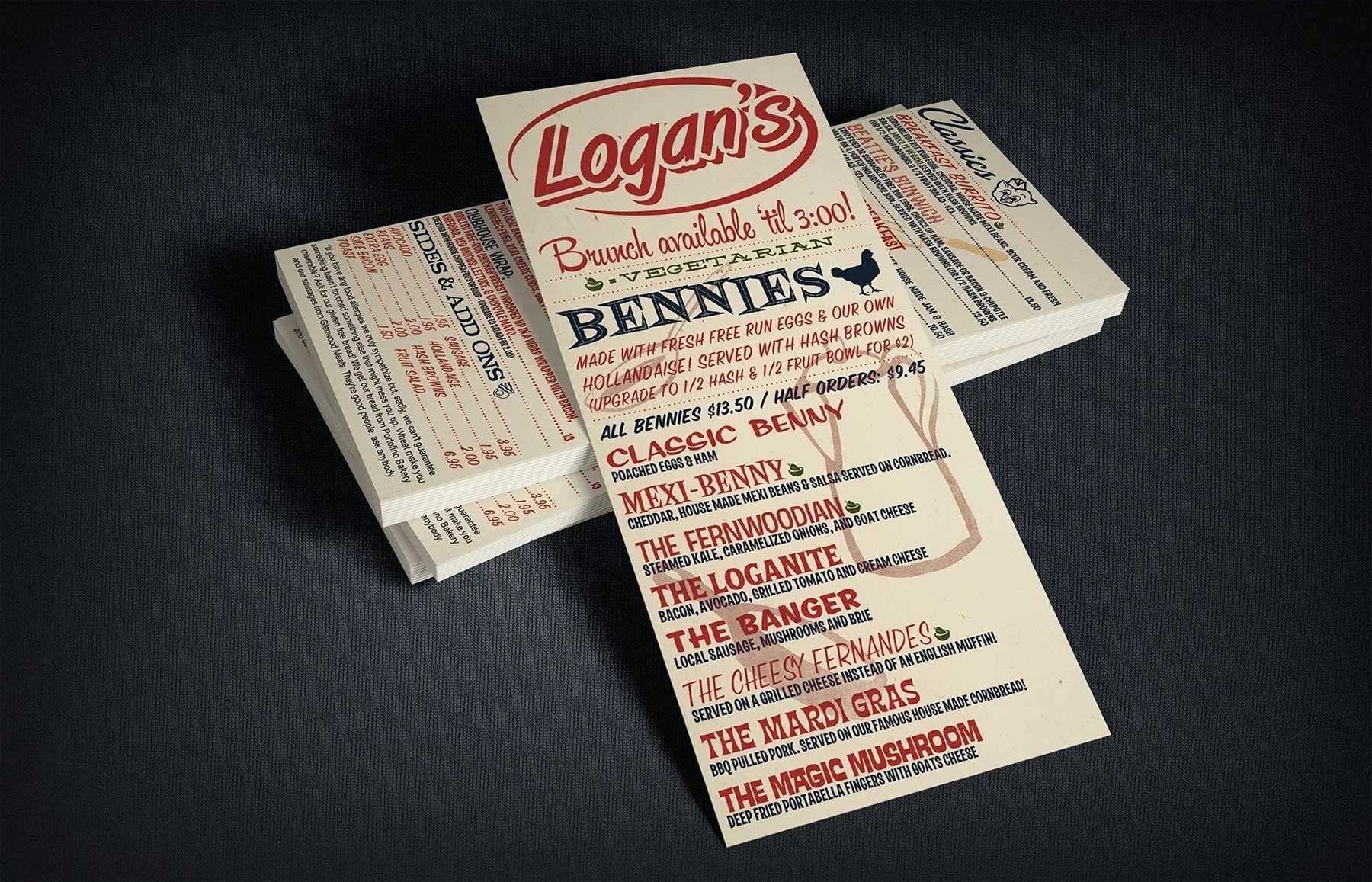 Menu Design: Logan's Pub, Victoria BC