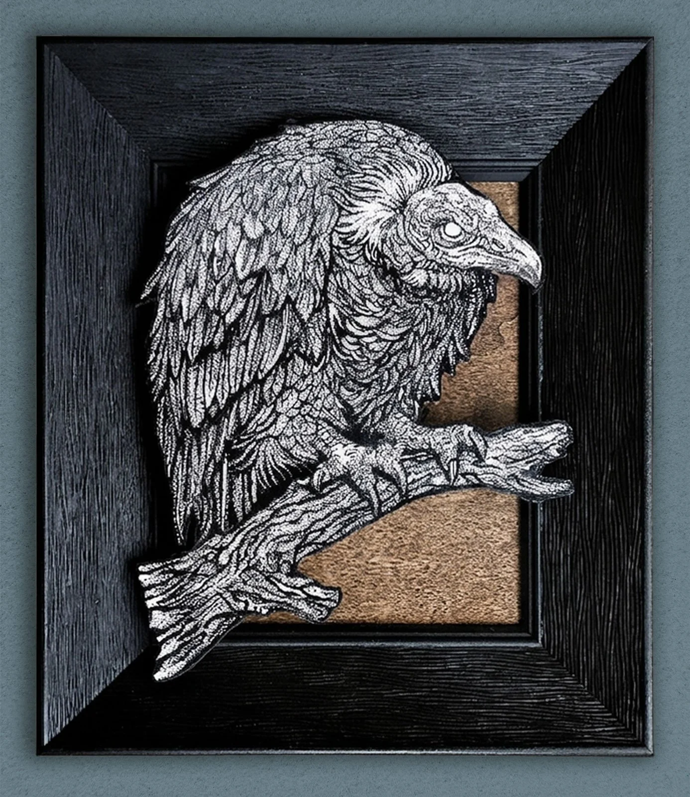 'Carrion' Pen & Ink on layered wood, 14"x12"