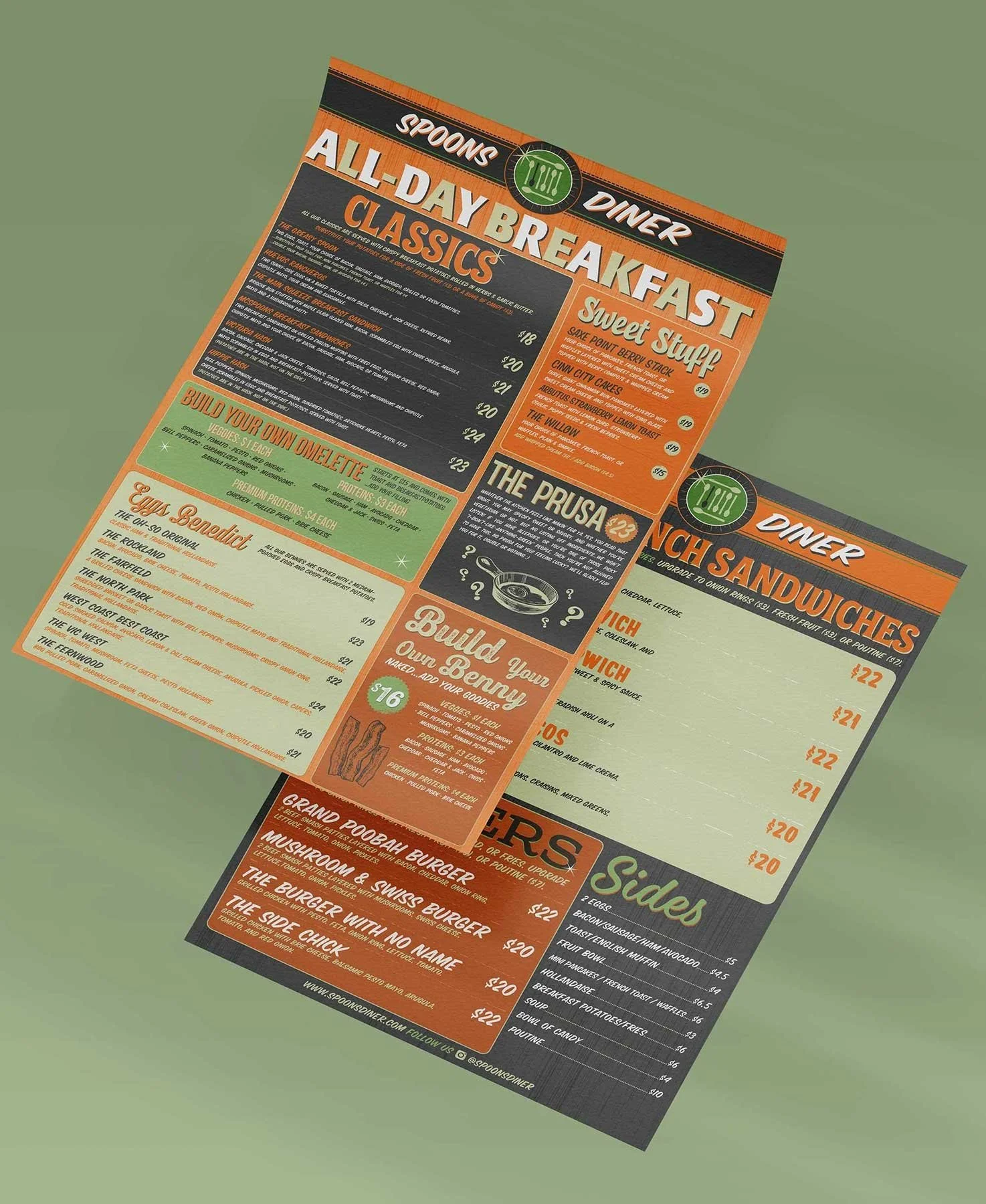 Menu Design: Spoons Diner, Victoria BC